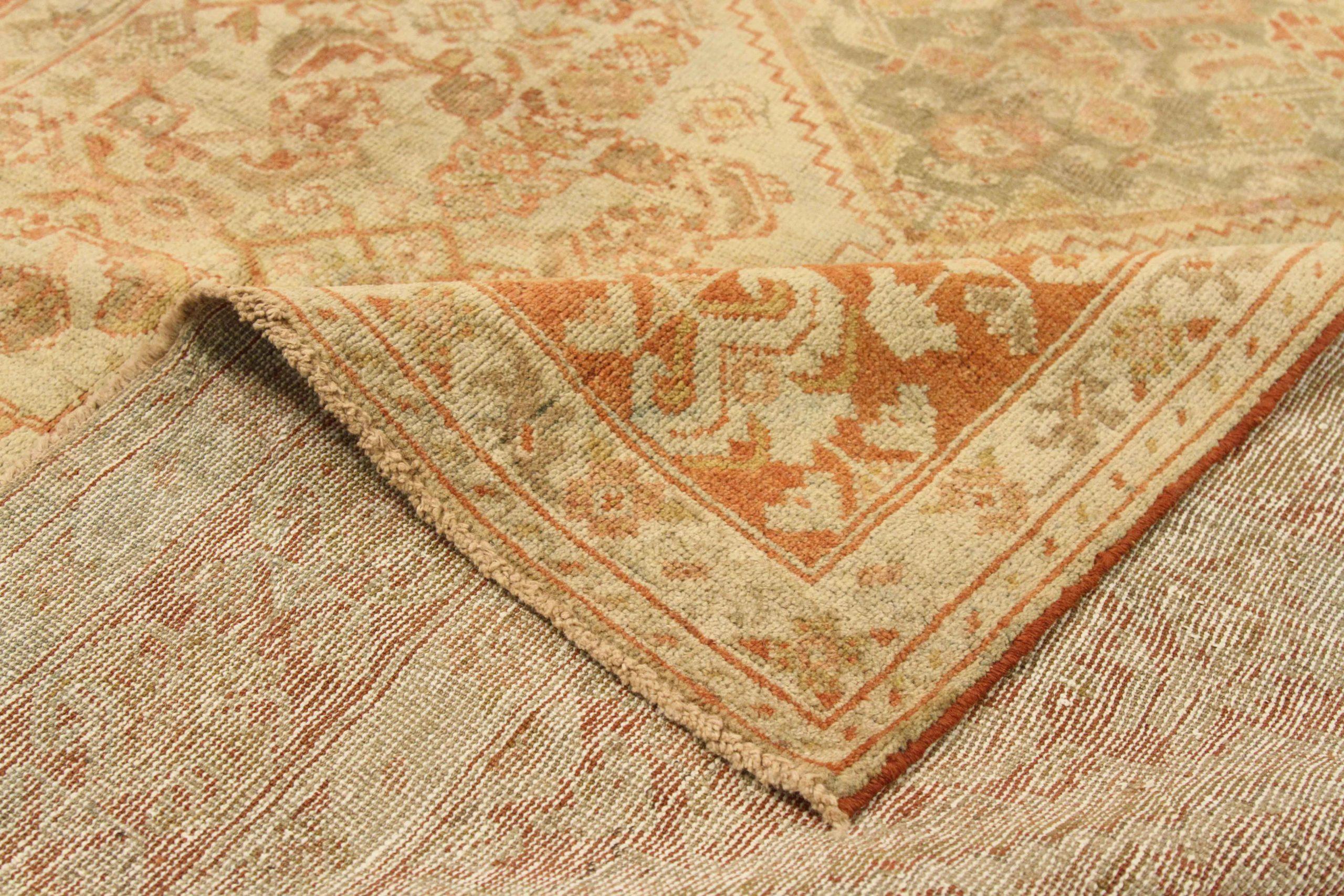 Persischer Meshkabad Kleiner Teppich - Wolle Grün Elfenbein Rot Design - 75709 (Asiatisch) im Angebot