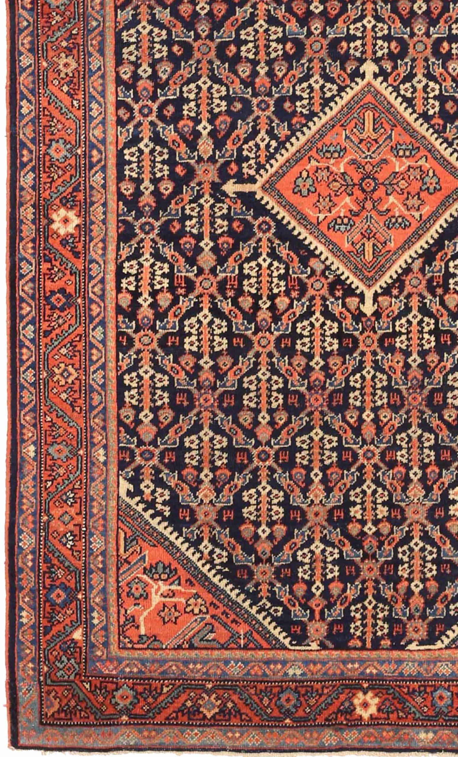 Persischer Meshkabad Kleiner Teppich - Wolle Elfenbein Marineblau Rot 73343 (Asiatisch) im Angebot