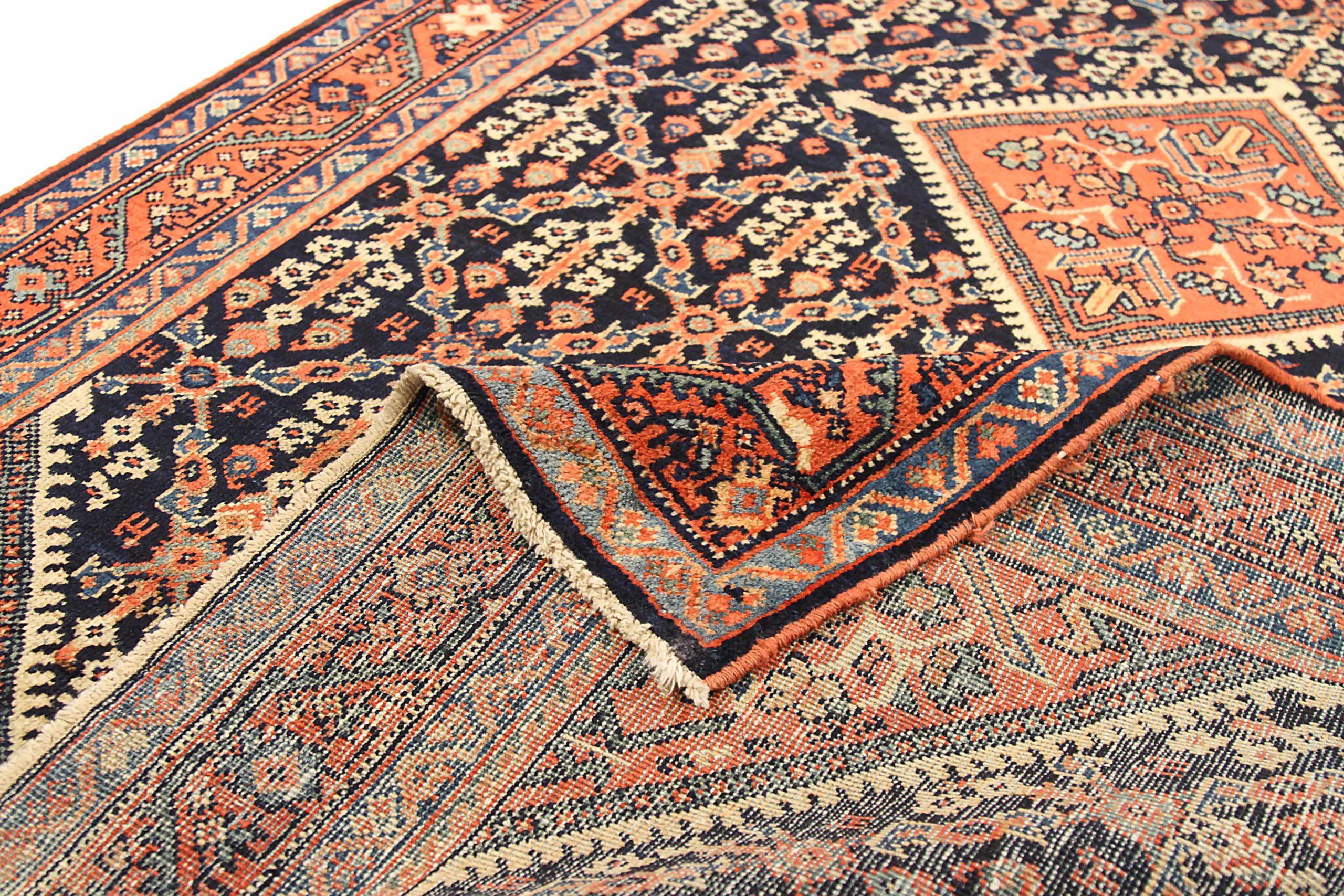 Persischer Meshkabad Kleiner Teppich - Wolle Elfenbein Marineblau Rot 73343 im Zustand „Hervorragend“ im Angebot in Dallas, TX