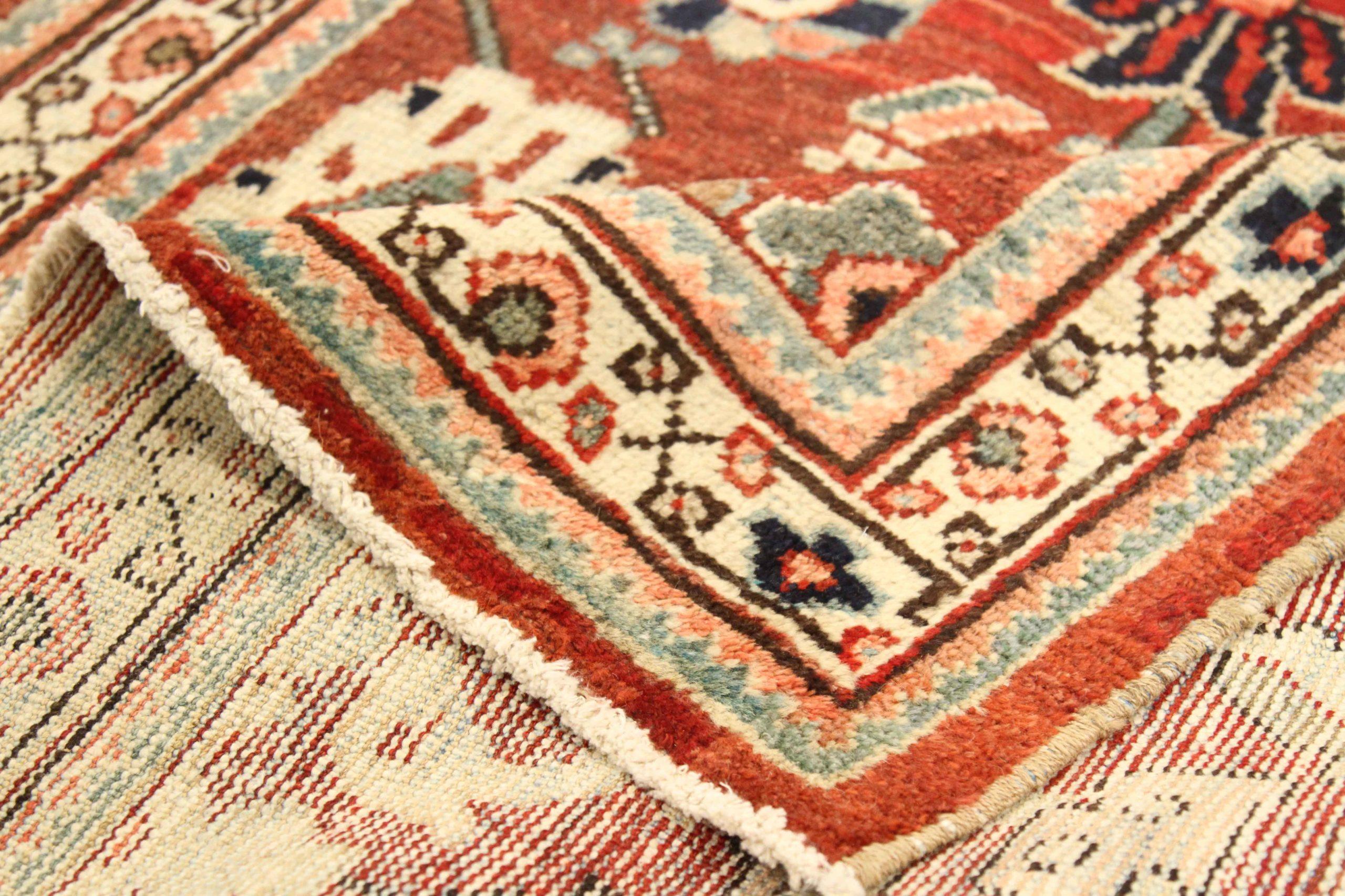 Persischer Meshkabad Kleiner Teppich - Wolle Elfenbein Rosa Rot Design - 75738 (Irakisch) im Angebot