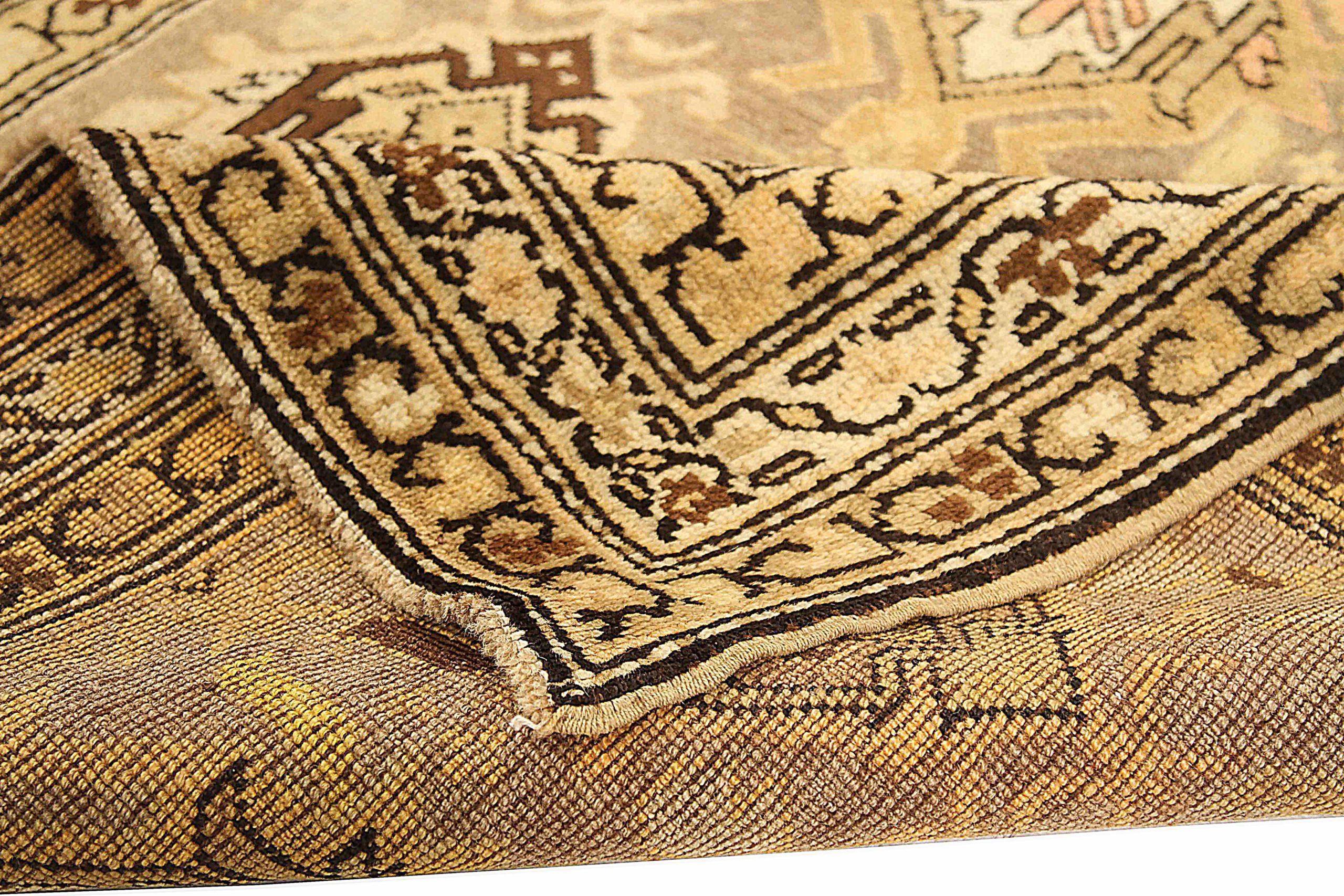 Persian Meshkin Runner Rug - Wool Brown Ivory Taupe 73669 In Excellent Condition For Sale In Dallas, TX