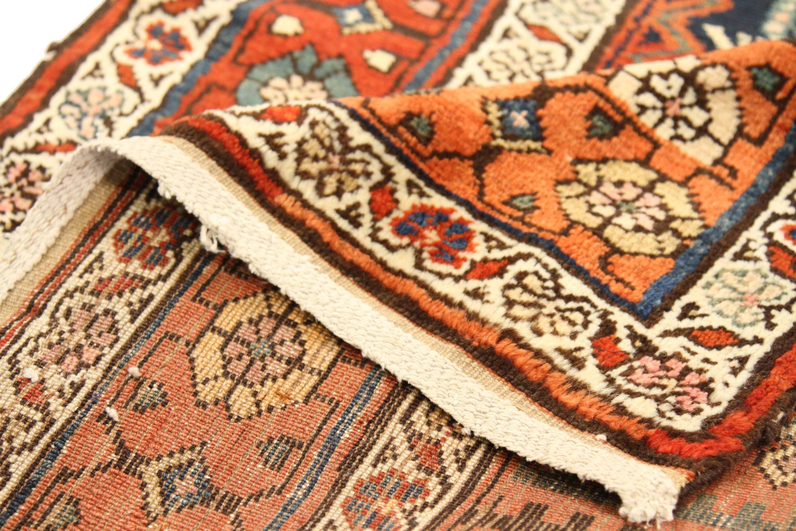 Persischer Mianeh-Läufer - Wolle Elfenbein Marineblau Blau Rot Design - 75362 (Asiatisch) im Angebot