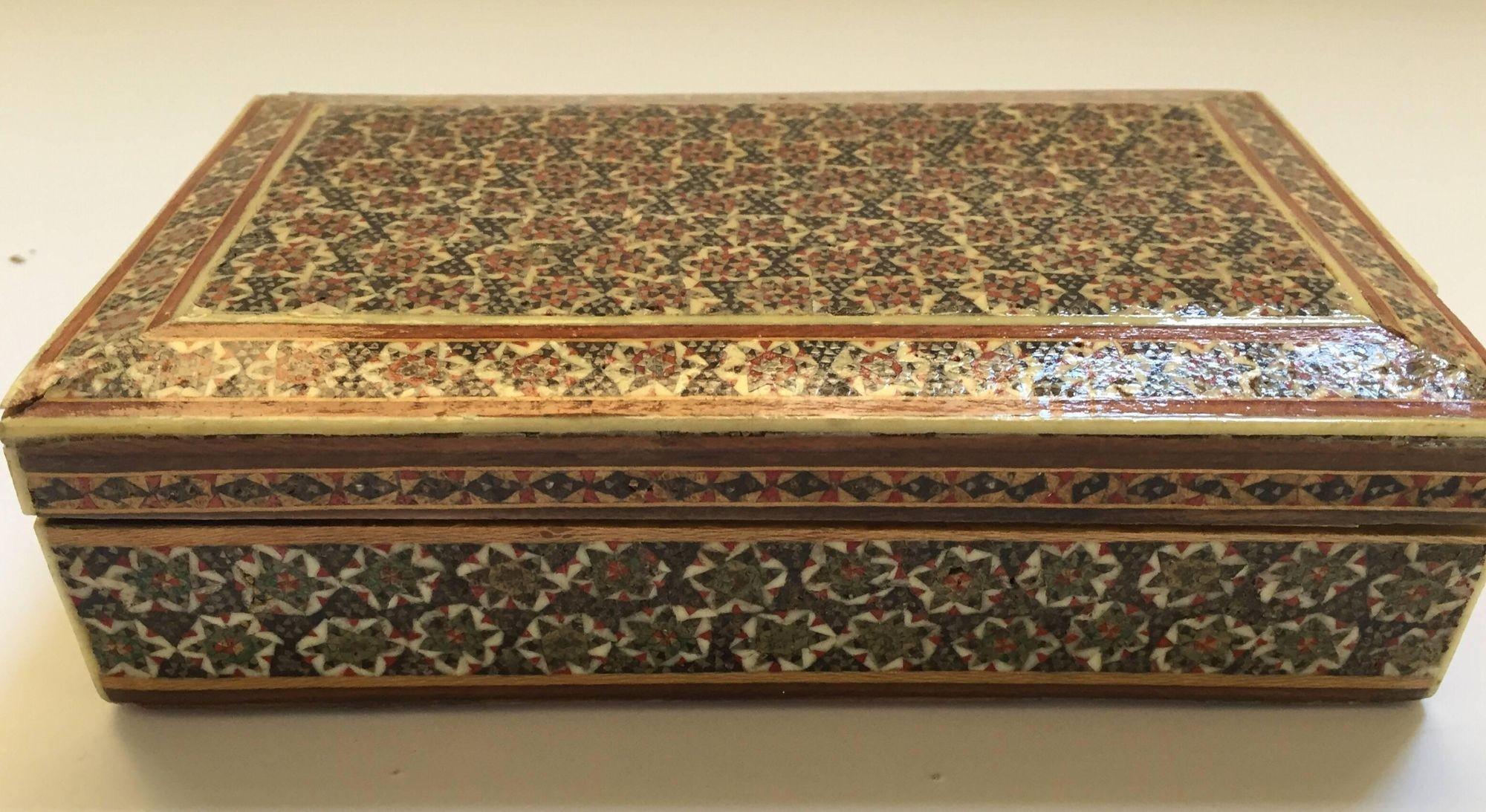 Fruitwood Persian Micro Mosaic Box For Sale