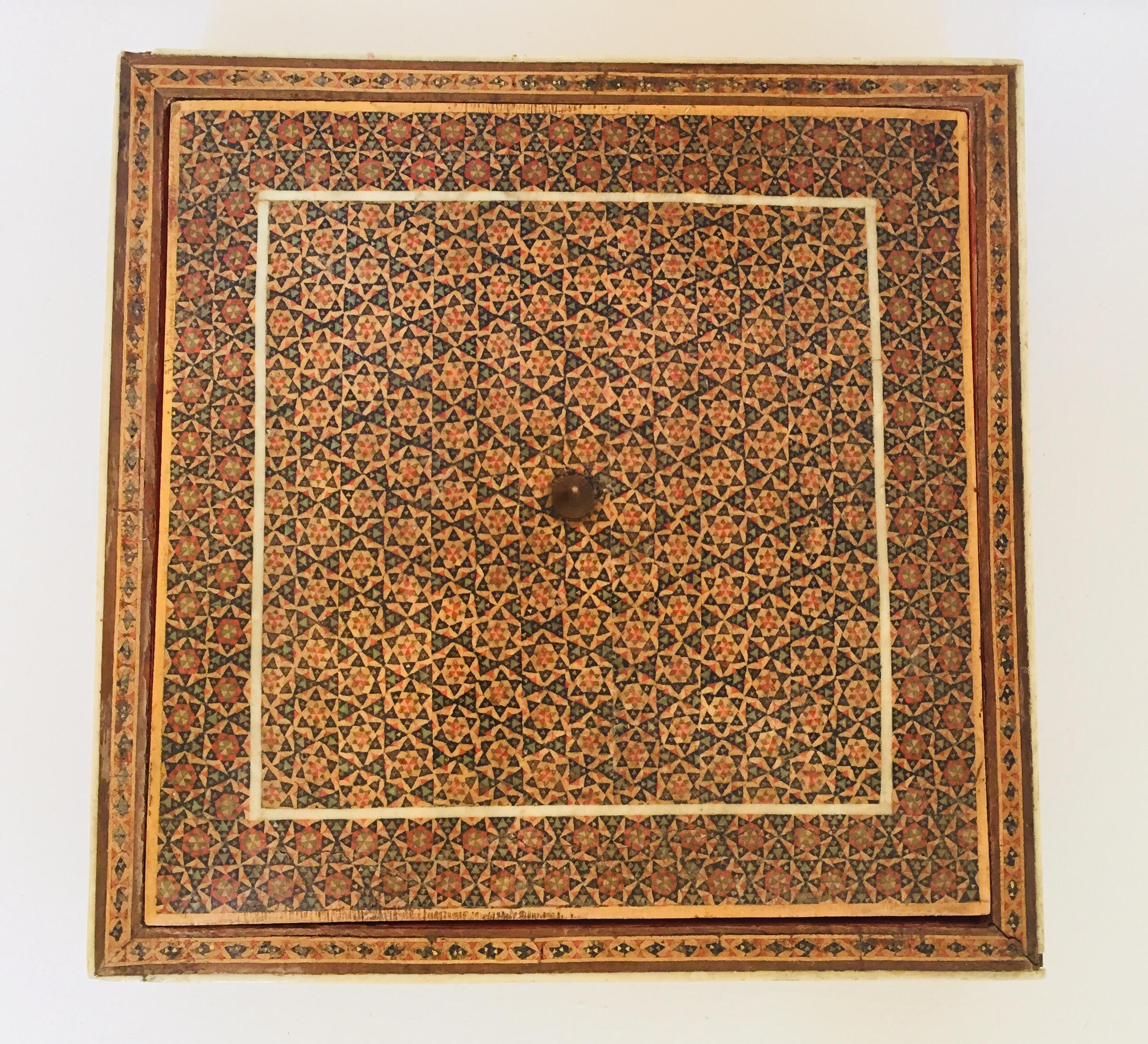 Islamic Persian Micro Mosaic Inlaid Jewelry Box