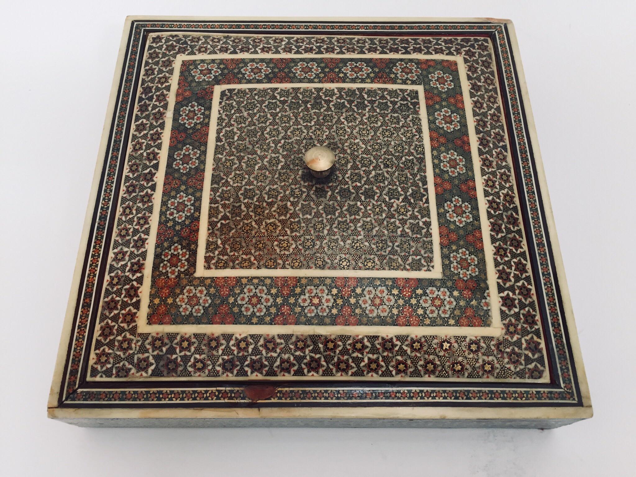 Islamic Persian Sadeli Micro Mosaic Inlaid Jewelry Box