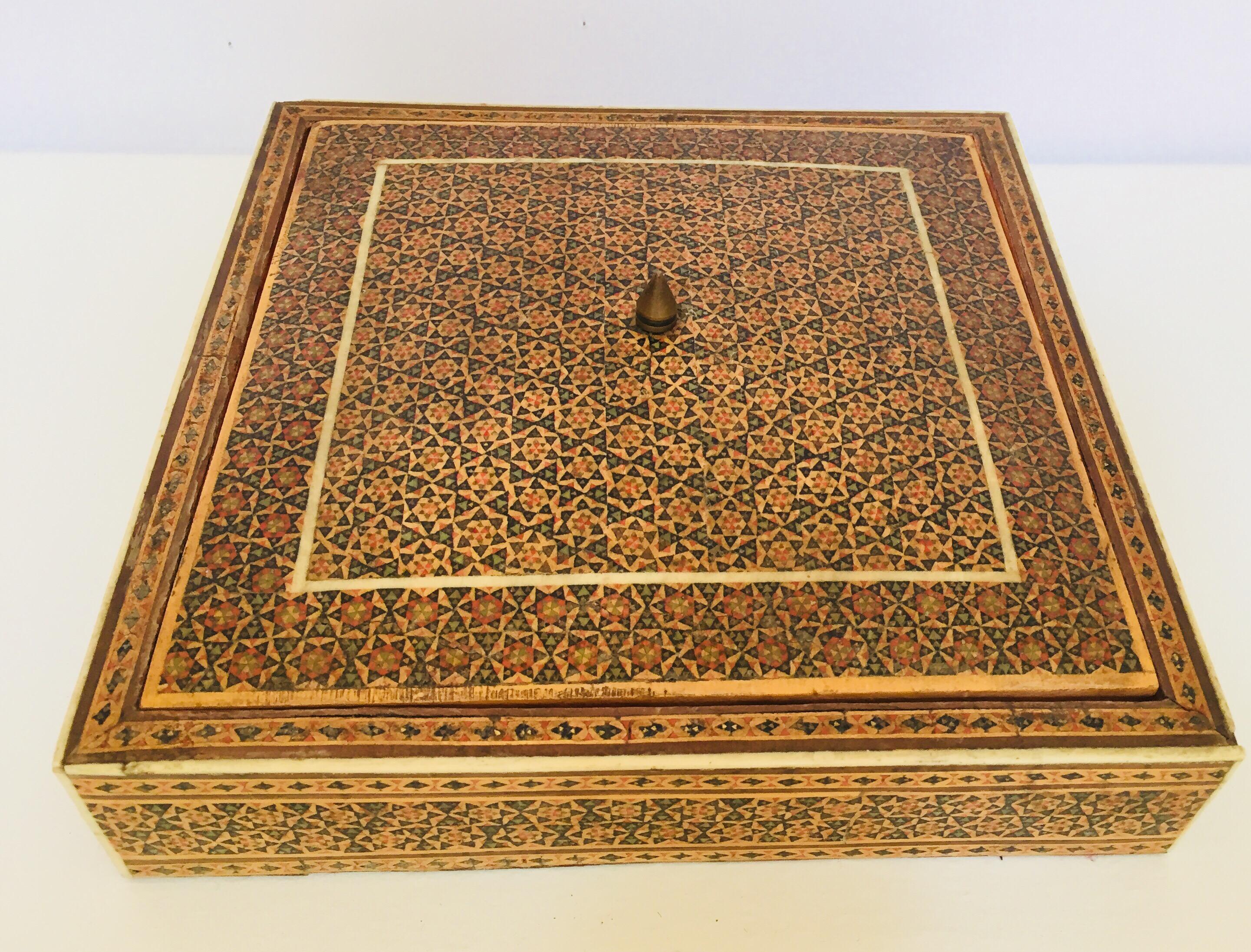 Persian Moorish Micro Sadeli Mosaic Inlaid Jewelry Box