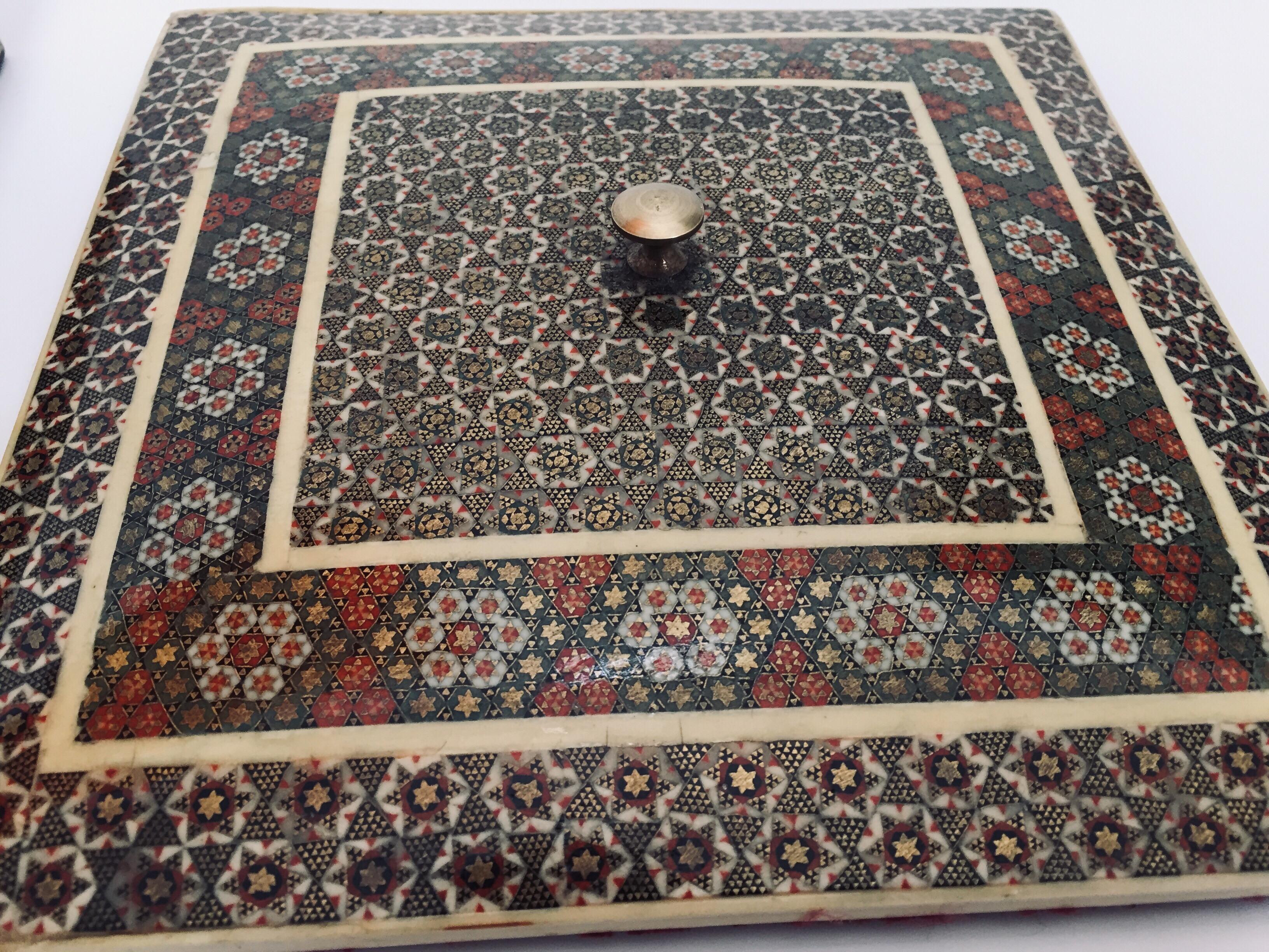 Wood Persian Sadeli Micro Mosaic Inlaid Jewelry Box