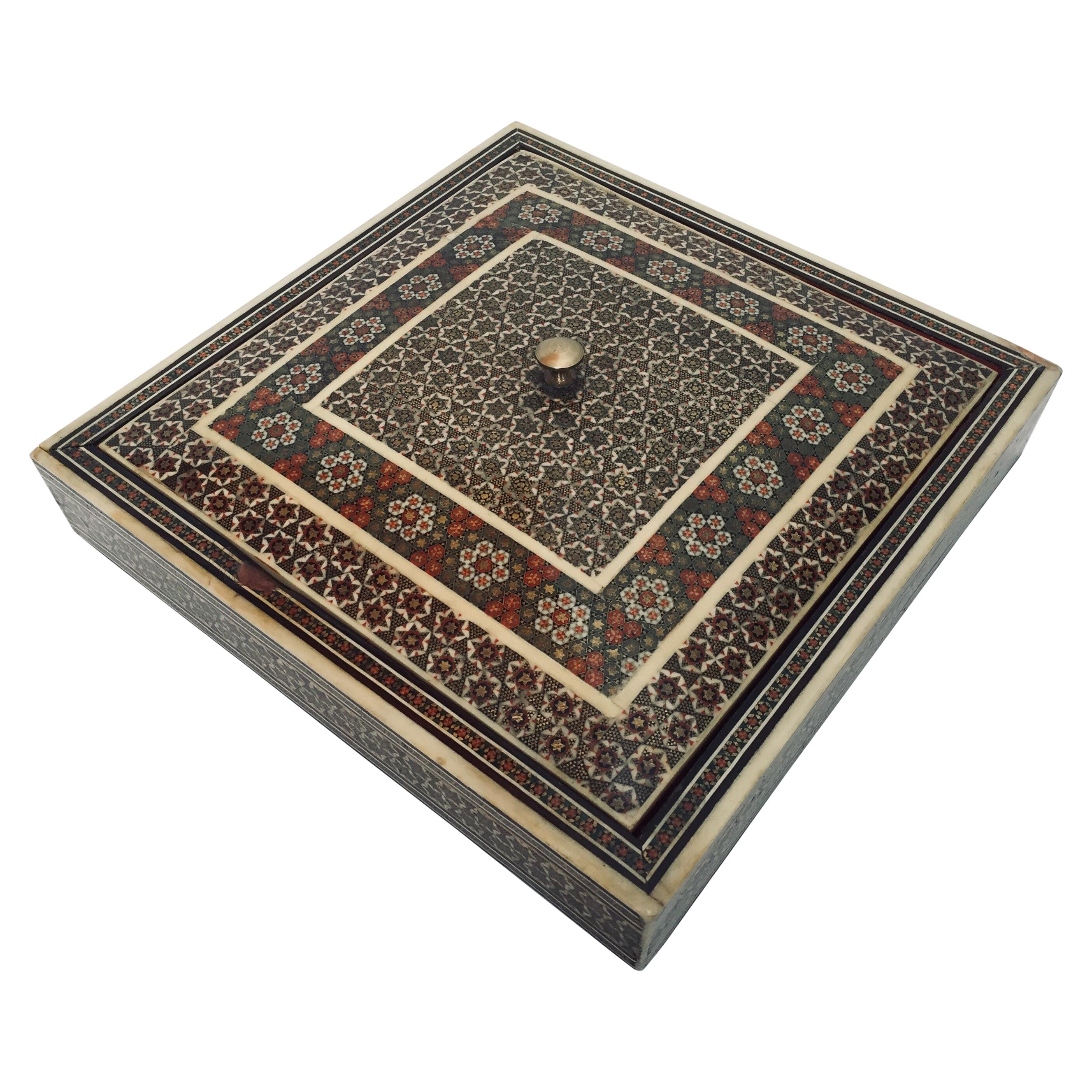 Persian Sadeli Micro Mosaic Inlaid Jewelry Box
