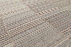 Persian Minimalist Flat Weave Rug – Neutral Stripes, Hand-Spun, Vegetable Dye