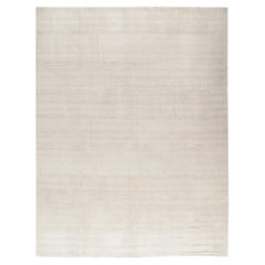 Tappeto persiano moderno intrecciato a mano a spina di pesce in colore avorio e beige