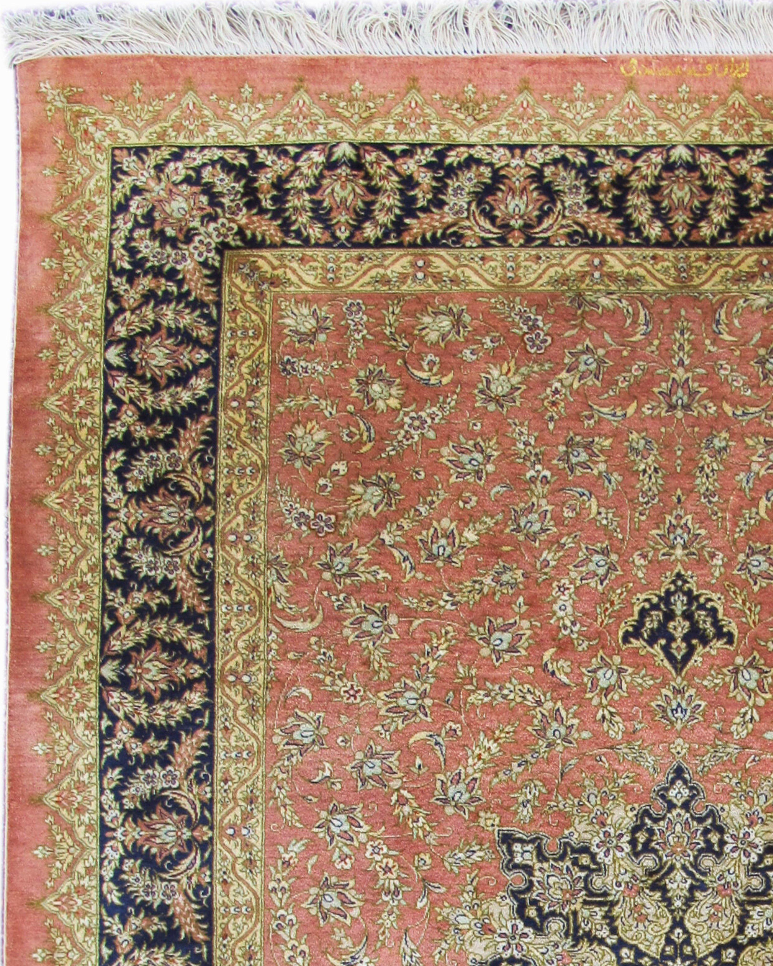 Persian Mohammadi Qum Silk Rug, Late 20th Century For Sale 1
