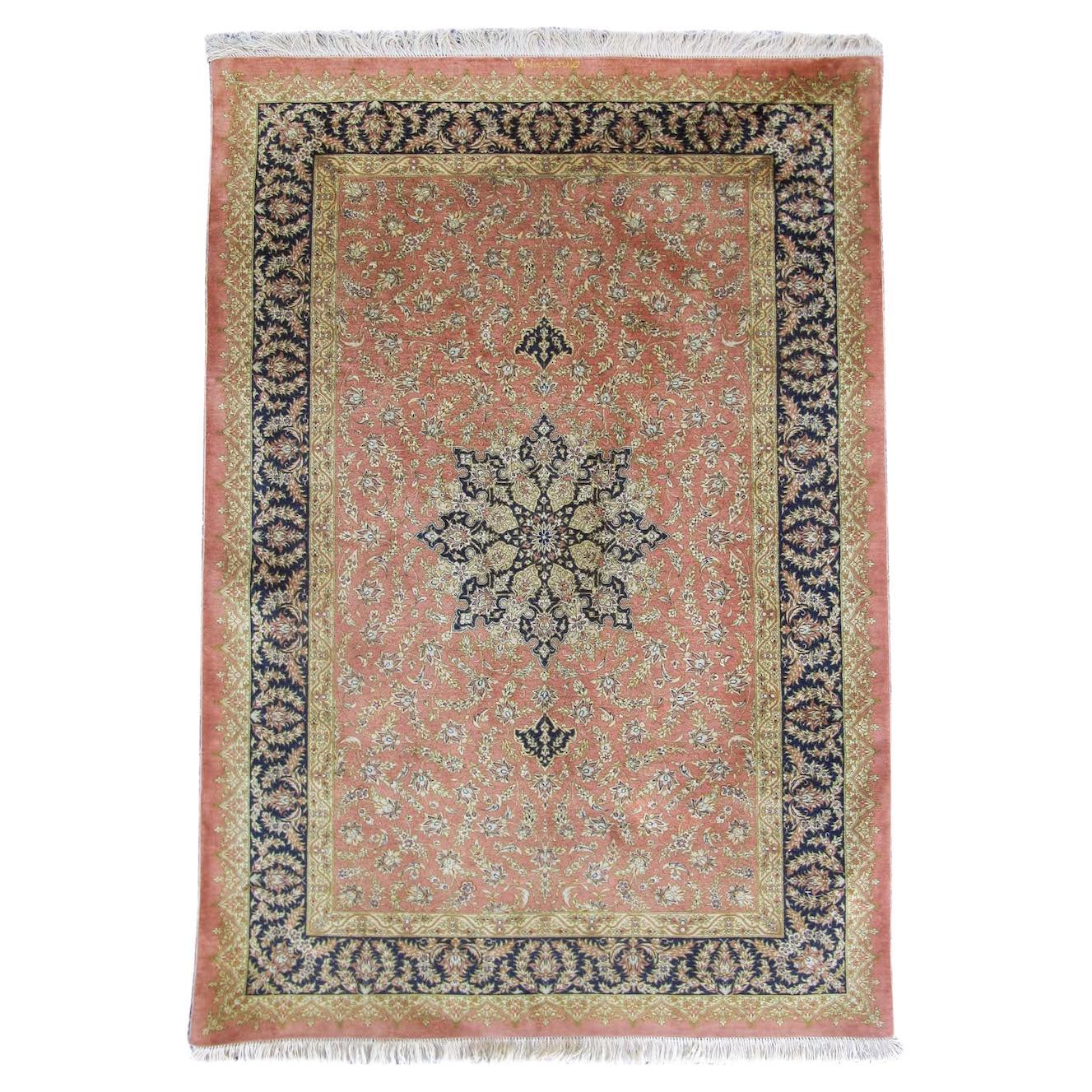 Persian Mohammadi Qum Silk Rug, Late 20th Century For Sale