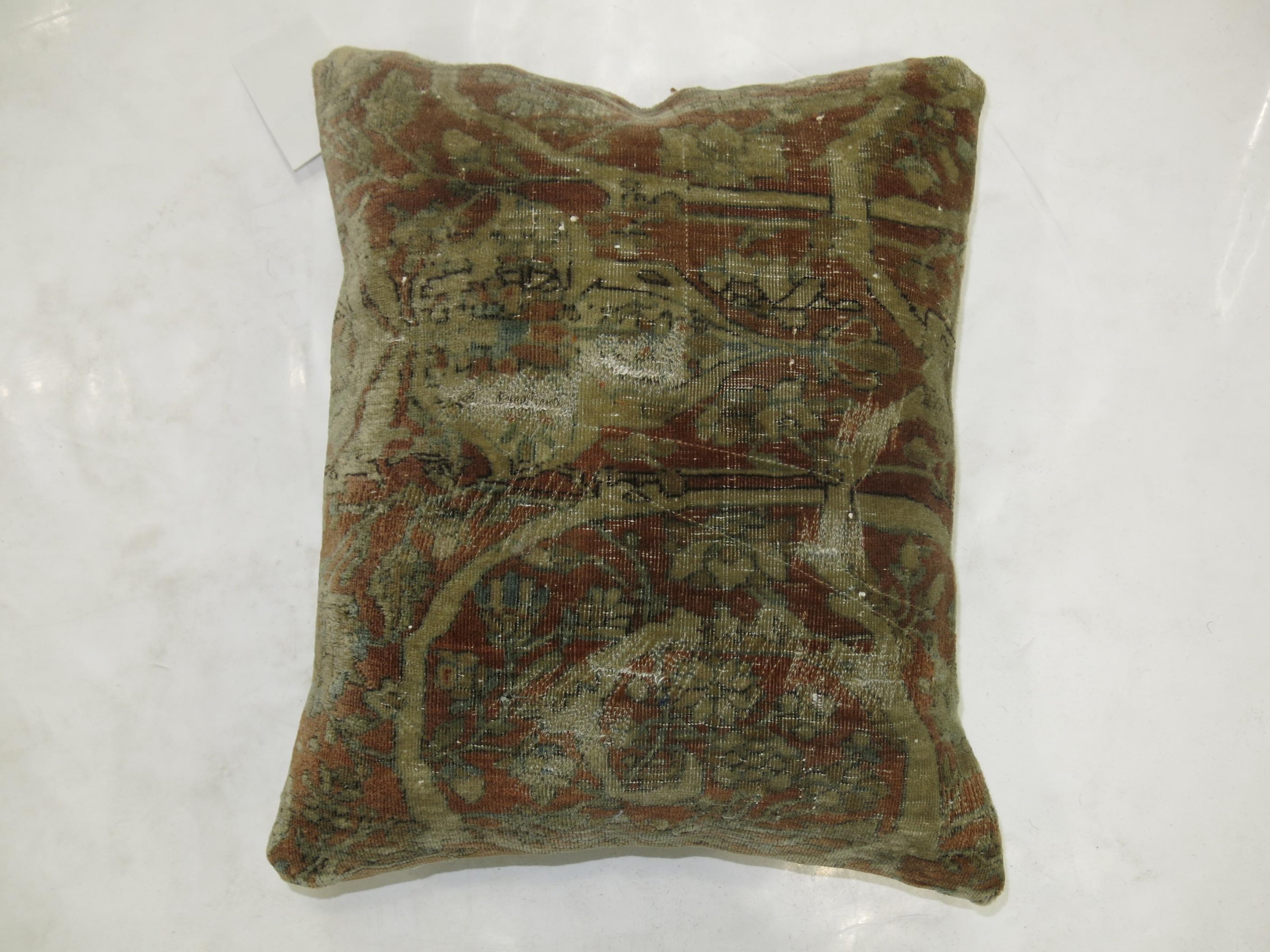 Brutalist Persian Mohtasham Kashan Pillow with Lazy Lines For Sale