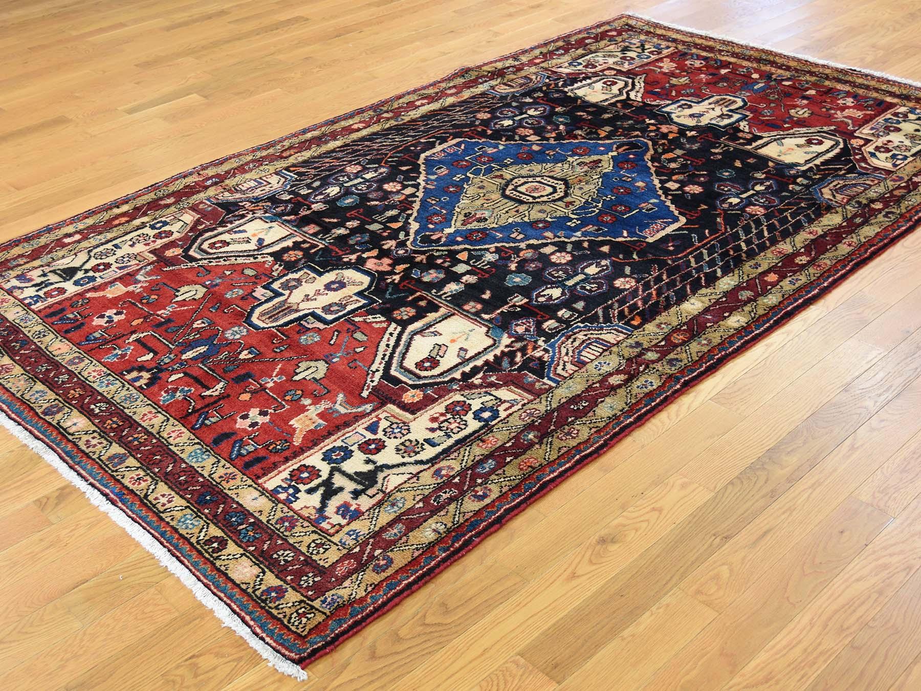 Medieval Persian Nahavand Hand Knotted Pure Wool Wide Runner Rug