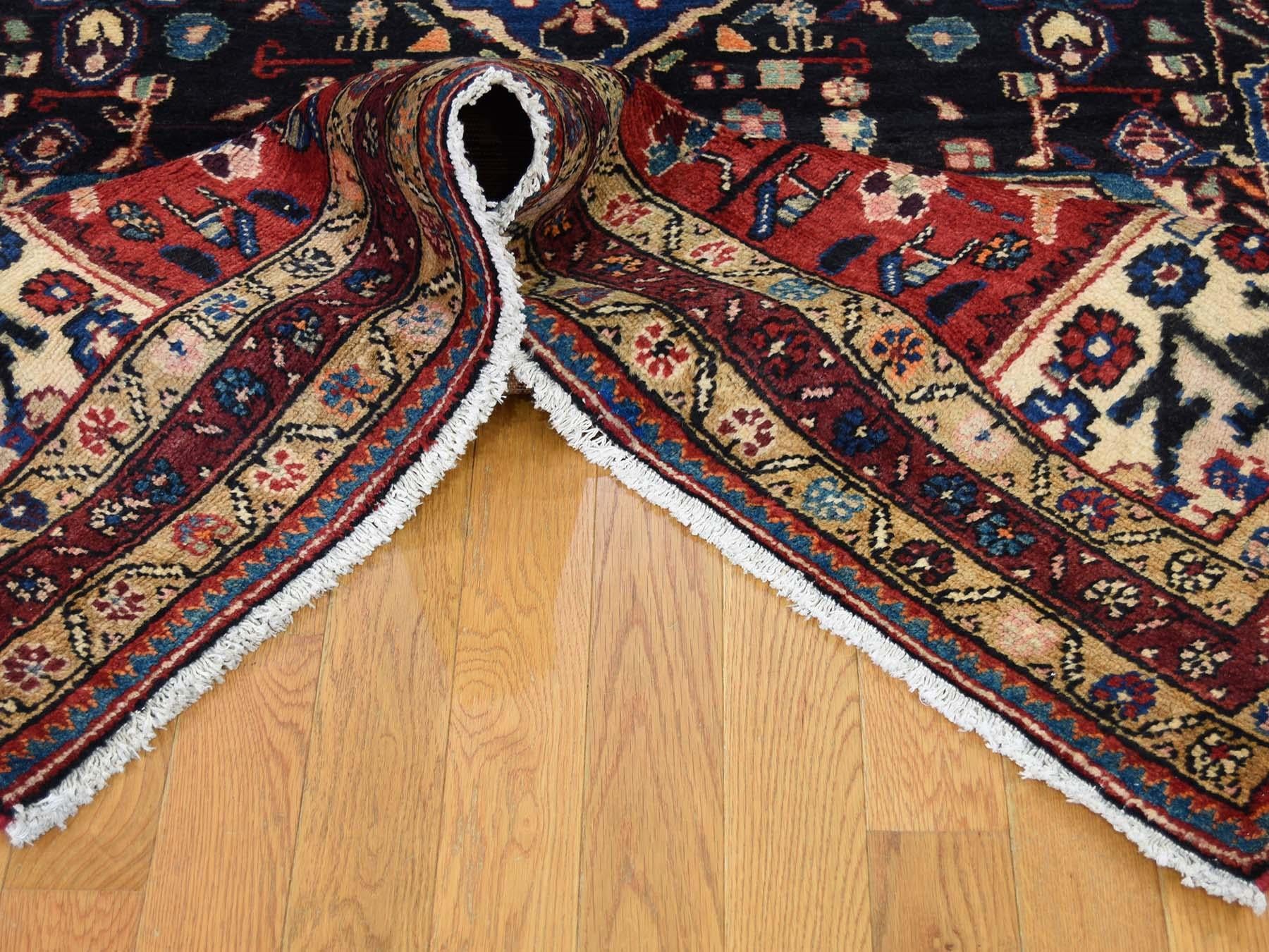 Mid-20th Century Persian Nahavand Hand Knotted Pure Wool Wide Runner Rug
