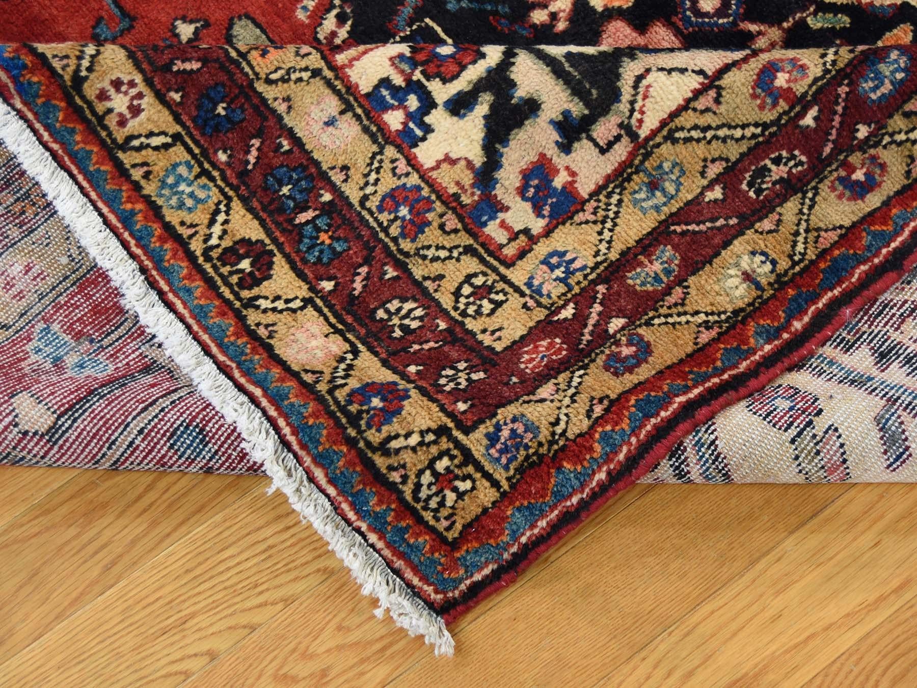 Persian Nahavand Hand Knotted Pure Wool Wide Runner Rug 1