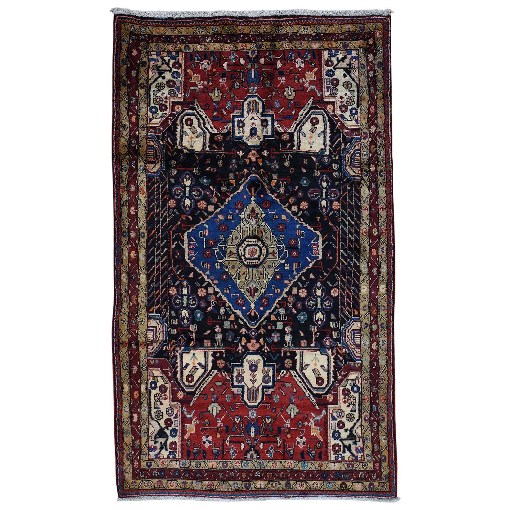 Persian Nahavand Hand Knotted Pure Wool Wide Runner Rug