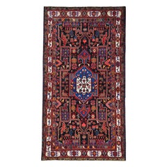 Persian Nahavand Pictorial Pure Wool Hand Knotted Wide Runner Rug