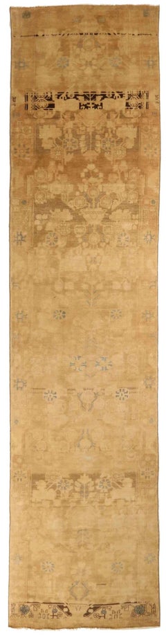 Persian Nahavand Runner Rug - Wool Brown Ivory Taupe 74079