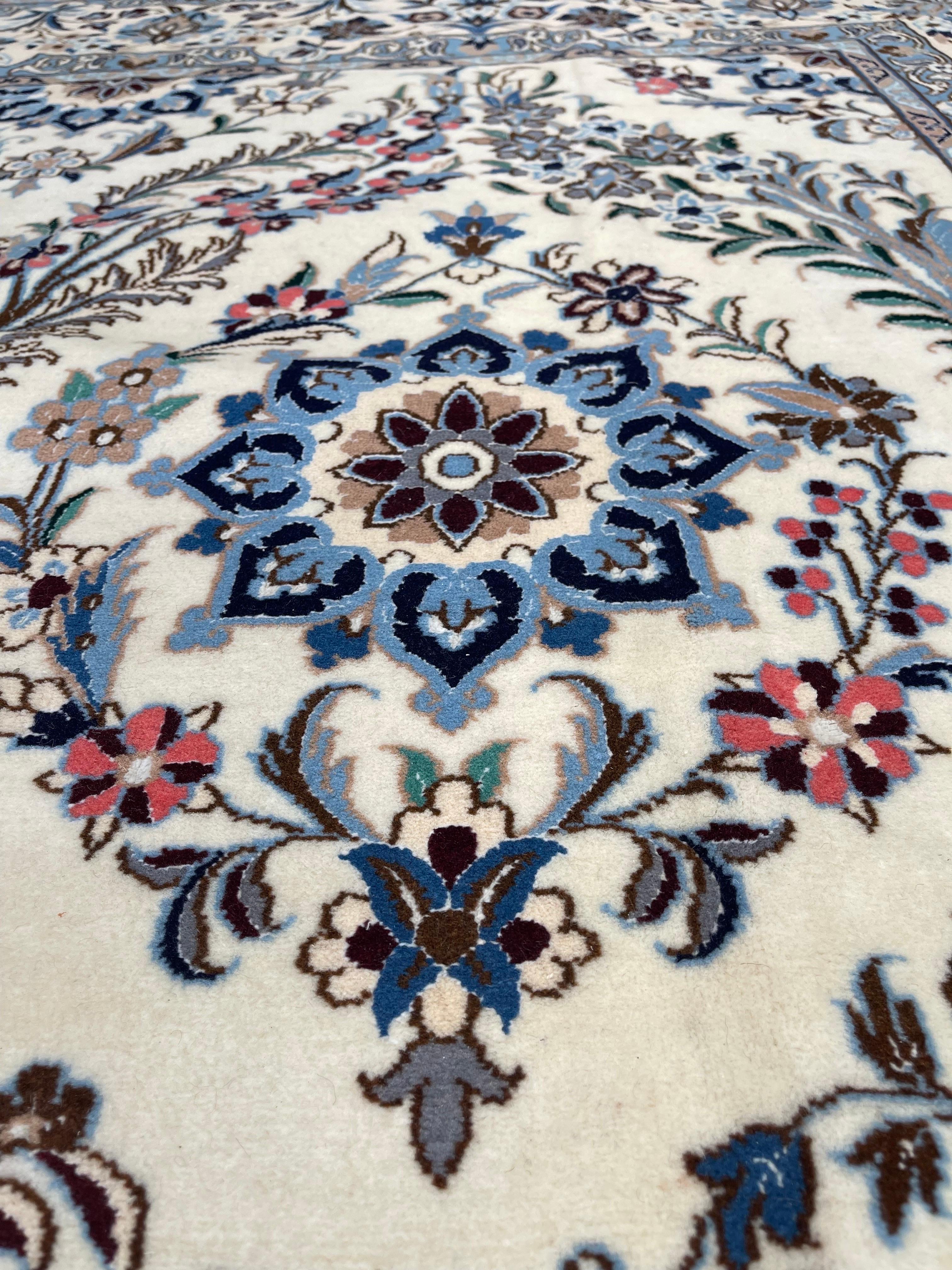 Hand-Knotted Persian Nain Square Rug For Sale