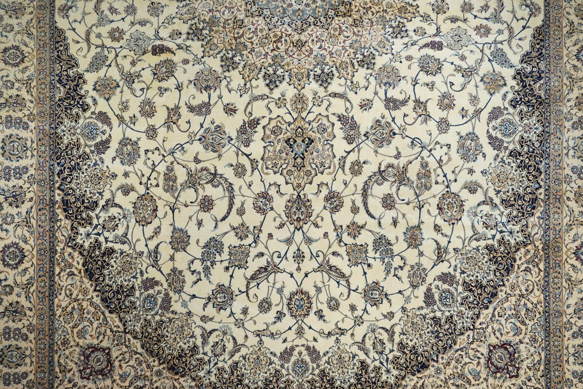 Late 20th Century Persian Nain (Wool / Silk) Rug 12'9'' x 19'10'' For Sale
