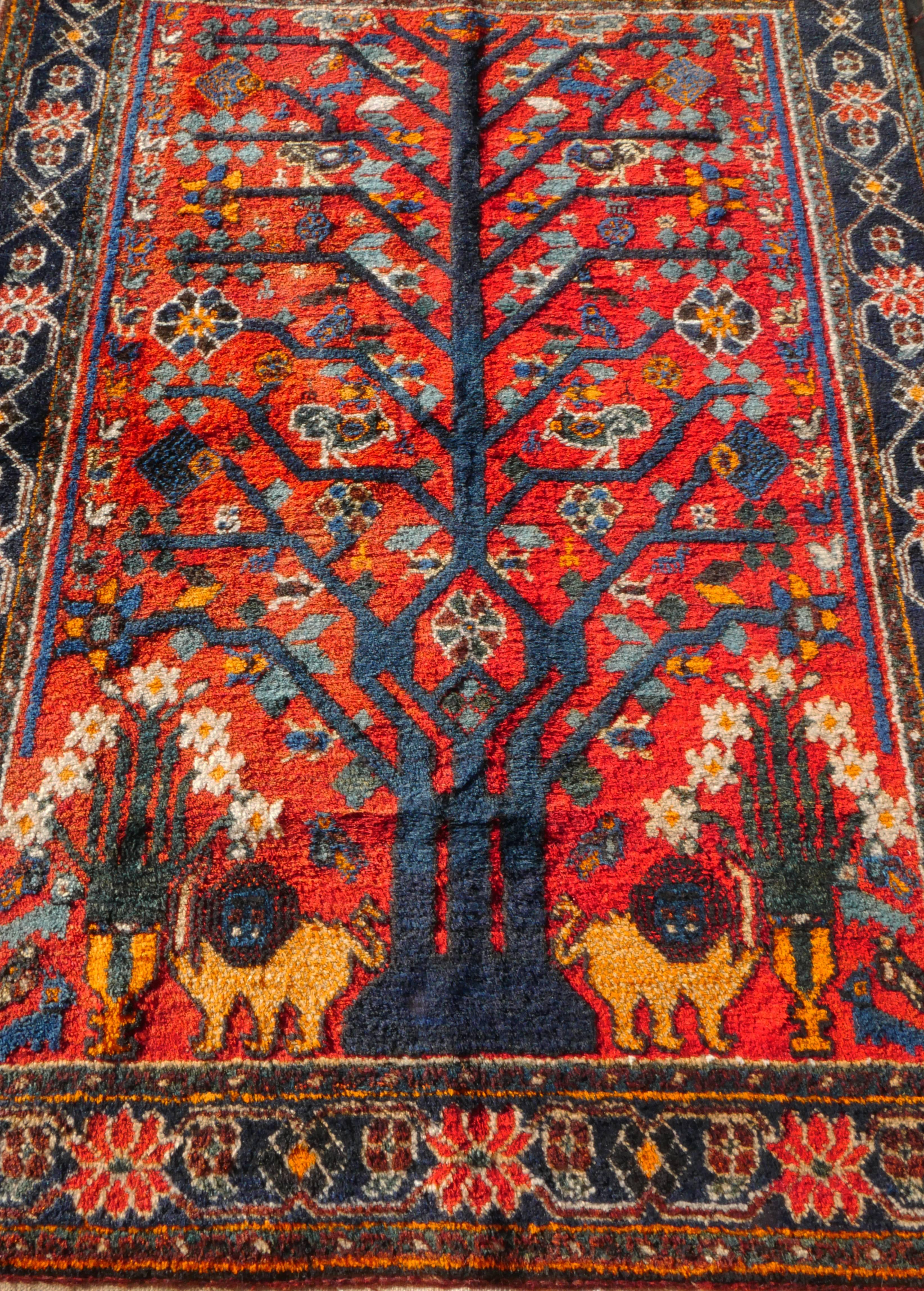 Hand-Knotted Persian Neyriz Rug For Sale