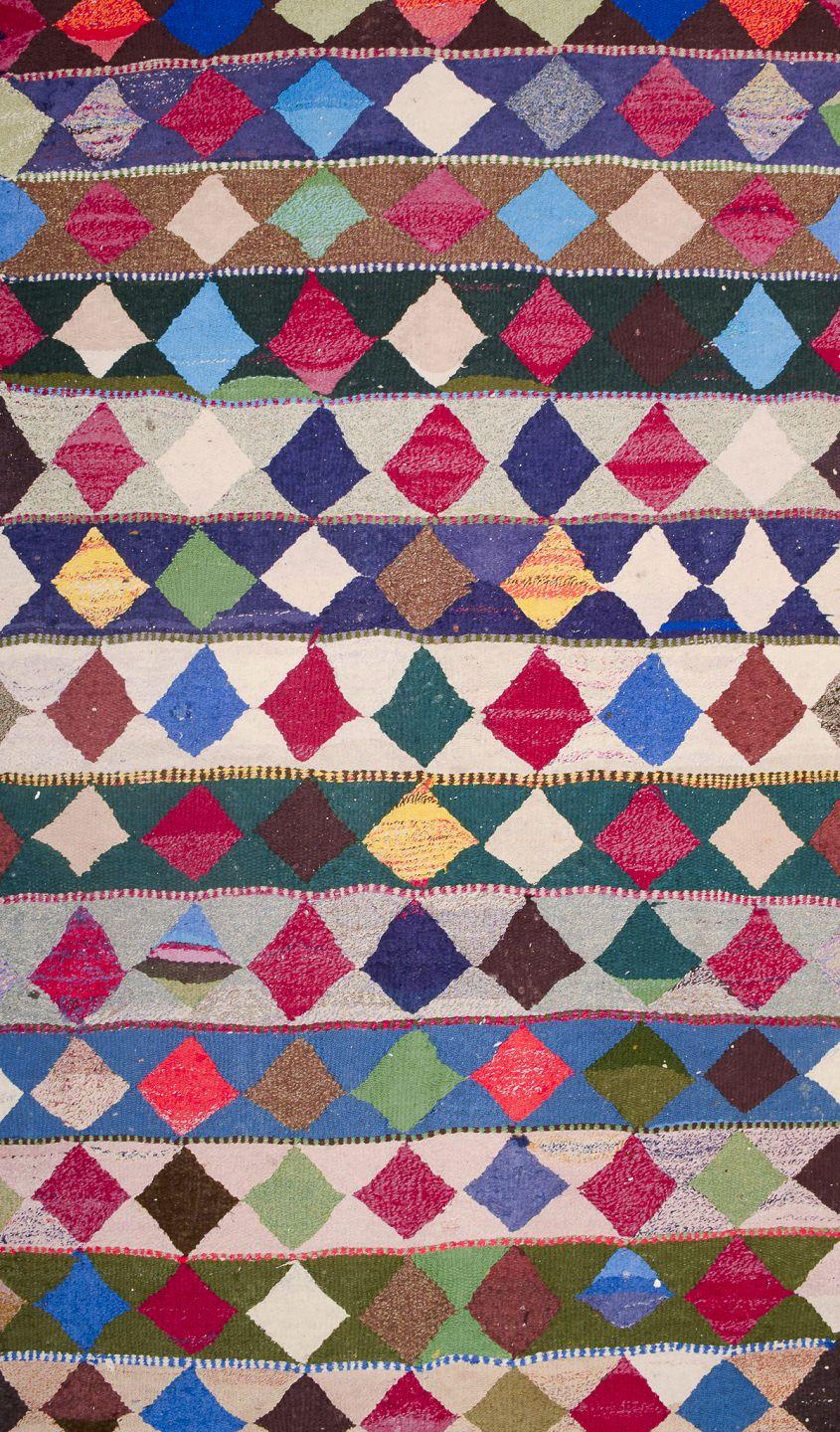 Les produits d'occasion sont exonérés de droits d'importation pour les clients américains. 
Par conséquent, aucun droit d'importation ne s'appliquera à votre achat.

Nomade persan Harsin Kilim.
Grand tapis en laine noué à la main.
Motif de triangles