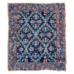 Persian Northwest Hand Knotted Antique Blue Mauve Tribal Rug 1930 Circa