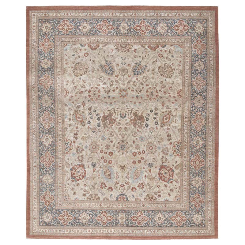 Persian Notable Tabriz Handknotted Rug in Pale Blue and Rust Color For ...