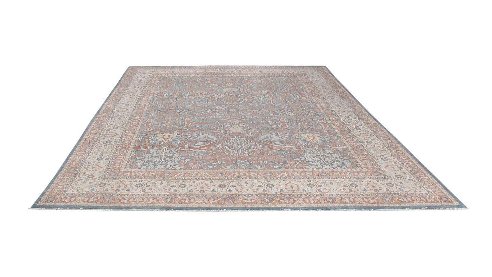 Hand-Knotted Persian Notable Tabriz Handknotted Rug in Navy, Rust and Ivory Color For Sale