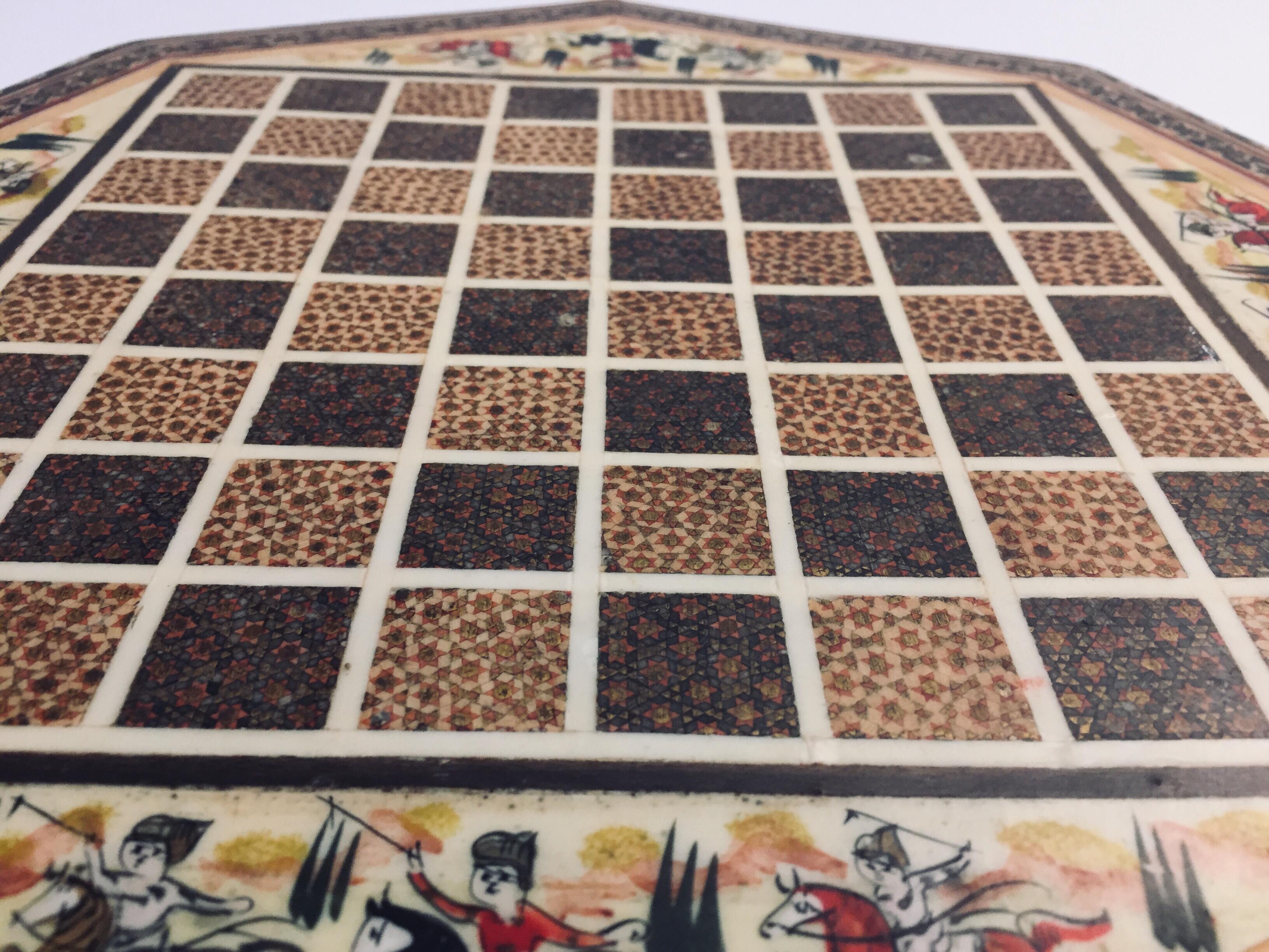 20th Century Persian Octagonal Backgammon and Chess Game