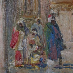 Persian Oil on Canvas Painting of Mosque Scene by Douglas Arthur Teed Dated 1913