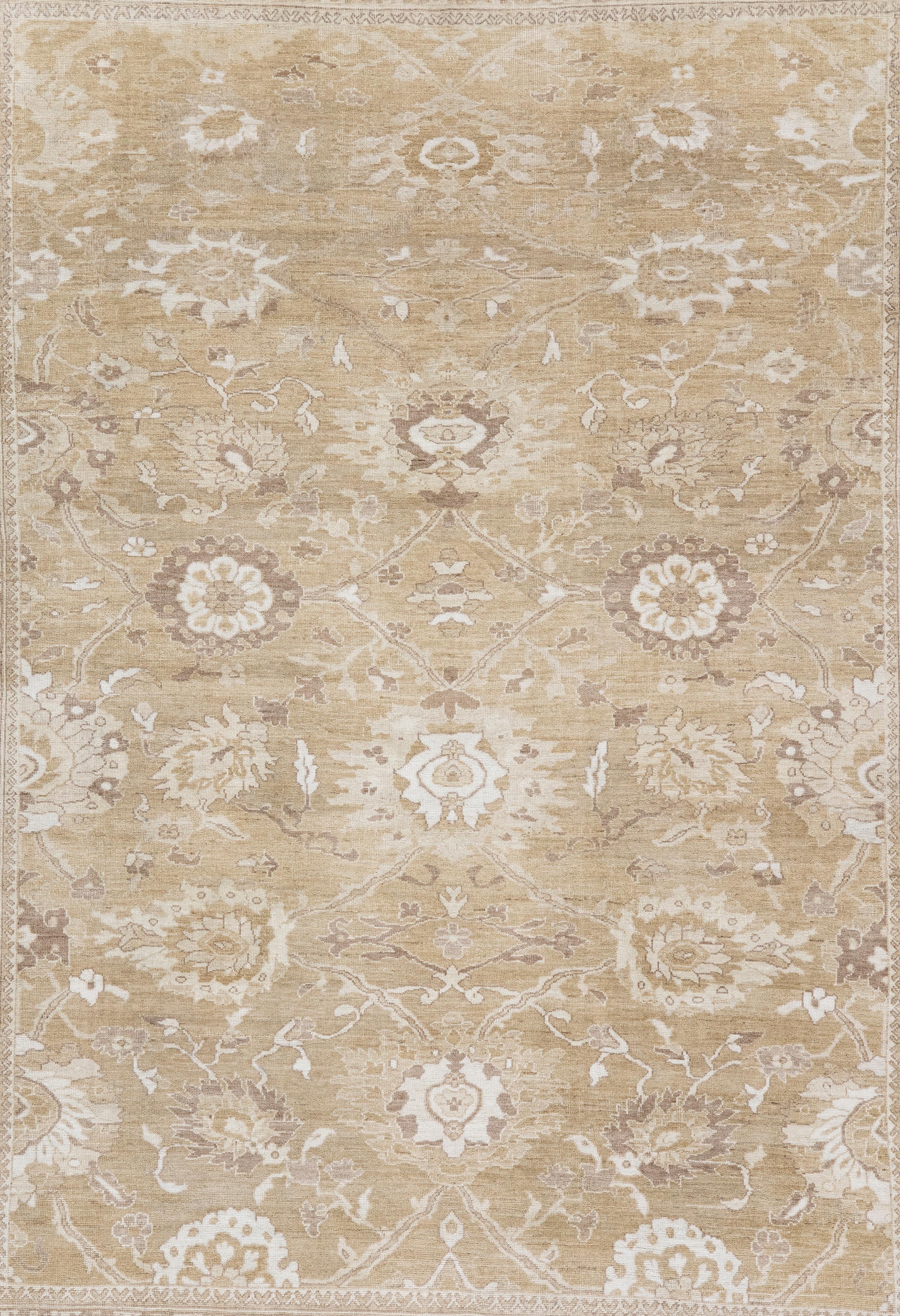 Persian Olive-Green Ziegler Sultanabad style Rug in Organic Dyes, Hand-Spun Wool en vente 1