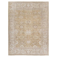 Persian Olive-Green Ziegler Sultanabad style Rug in Organic Dyes, Hand-Spun Wool