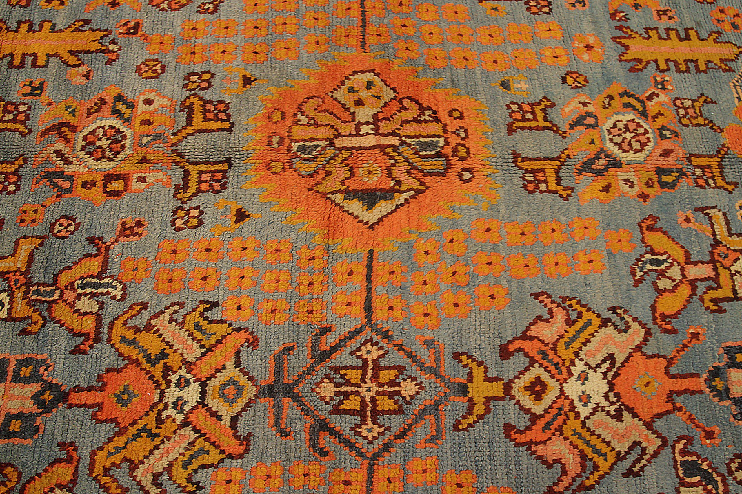 Persische Oushak-Teppiche Circa 1910 - Wolle Blau Rot Design - 92554 (Asiatisch) im Angebot
