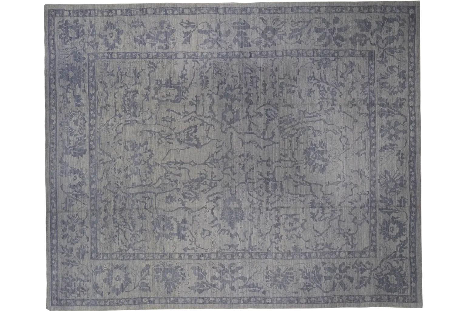 Hand-Knotted Persian Oushak Area Rugs Circa 1990 - Taupe Brown For Sale