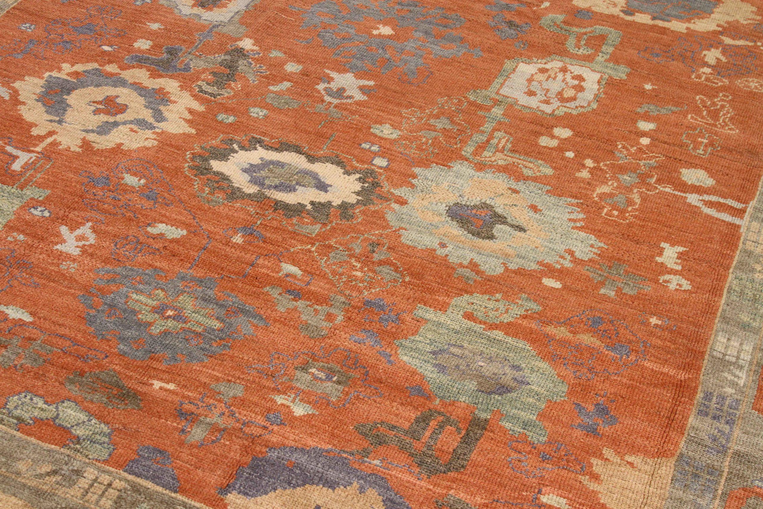 Asian Persian Oushak Area Rugs Circa 1990 - 68620 For Sale