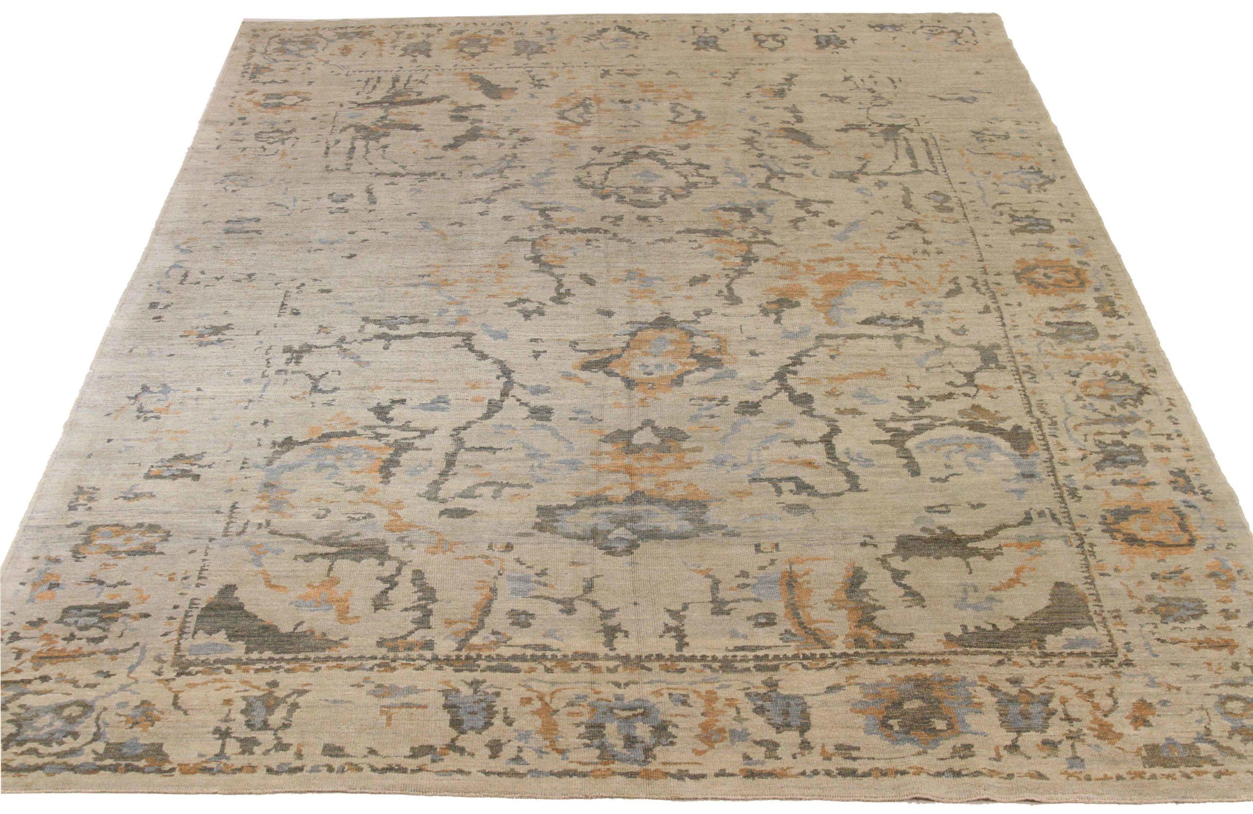 Entdecken Sie die Eleganz des persischen Oushak mit Teppichen aus der Zeit um 1990. Dieses exklusive Design, das mit viel Liebe zum Detail entworfen wurde, ist perfekt, um Ihren Raum zu verschönern.