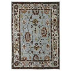 Tappeti persiani Oushak Circa 1990 - Lana Blu Marrone Avorio Design - 89050