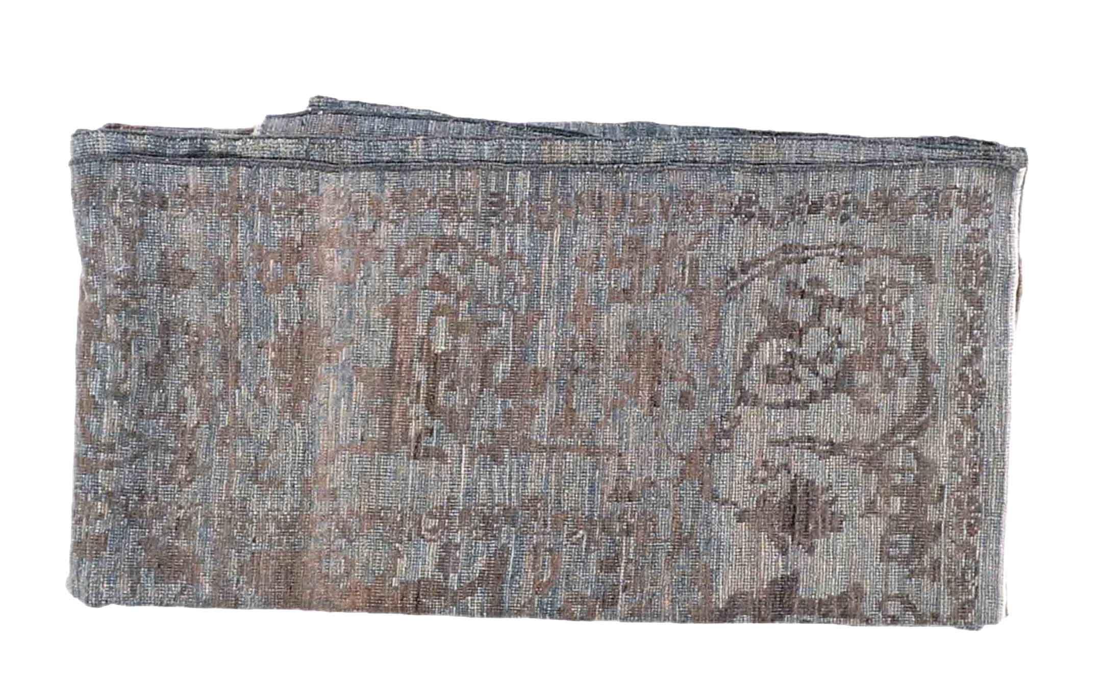 Persische Oushak-Teppiche Circa 1990 - Wolle Blau Grau Design - 89020 (20. Jahrhundert) im Angebot