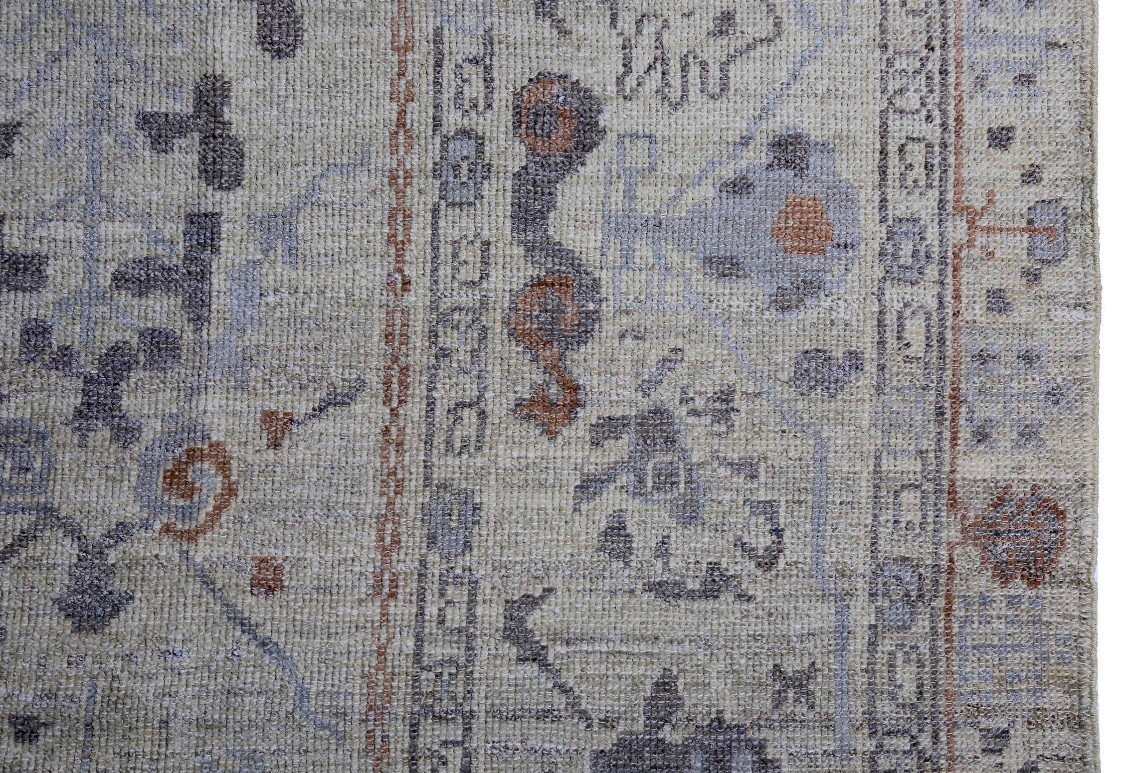 Persische Oushak-Teppiche Circa 1990 - Wolle Blau Grau Elfenbein Design - 89004 (20. Jahrhundert) im Angebot