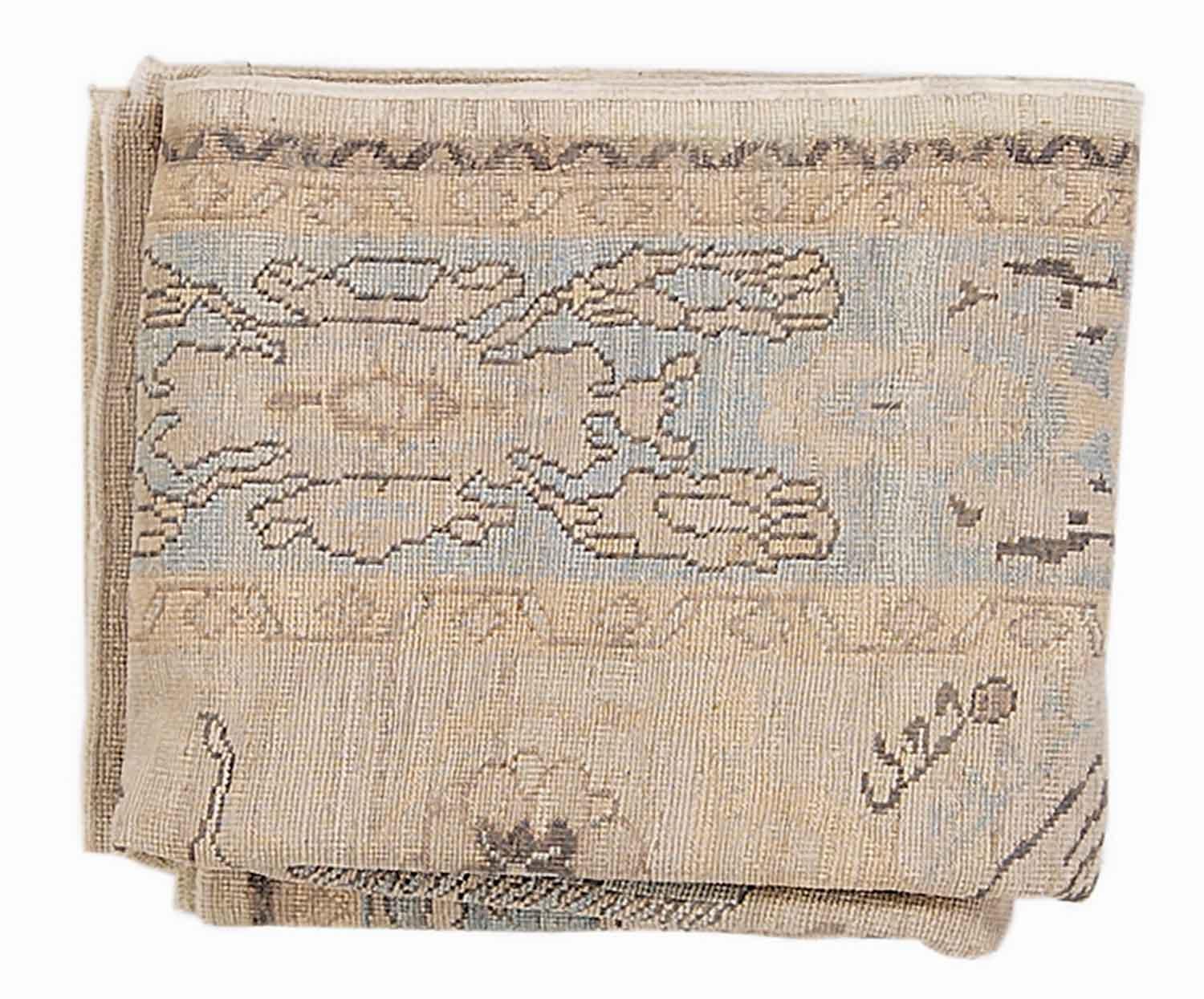 20th Century Persian Oushak Area Rugs Circa 1990 - Wool Blue Ivory Design - 89006 For Sale