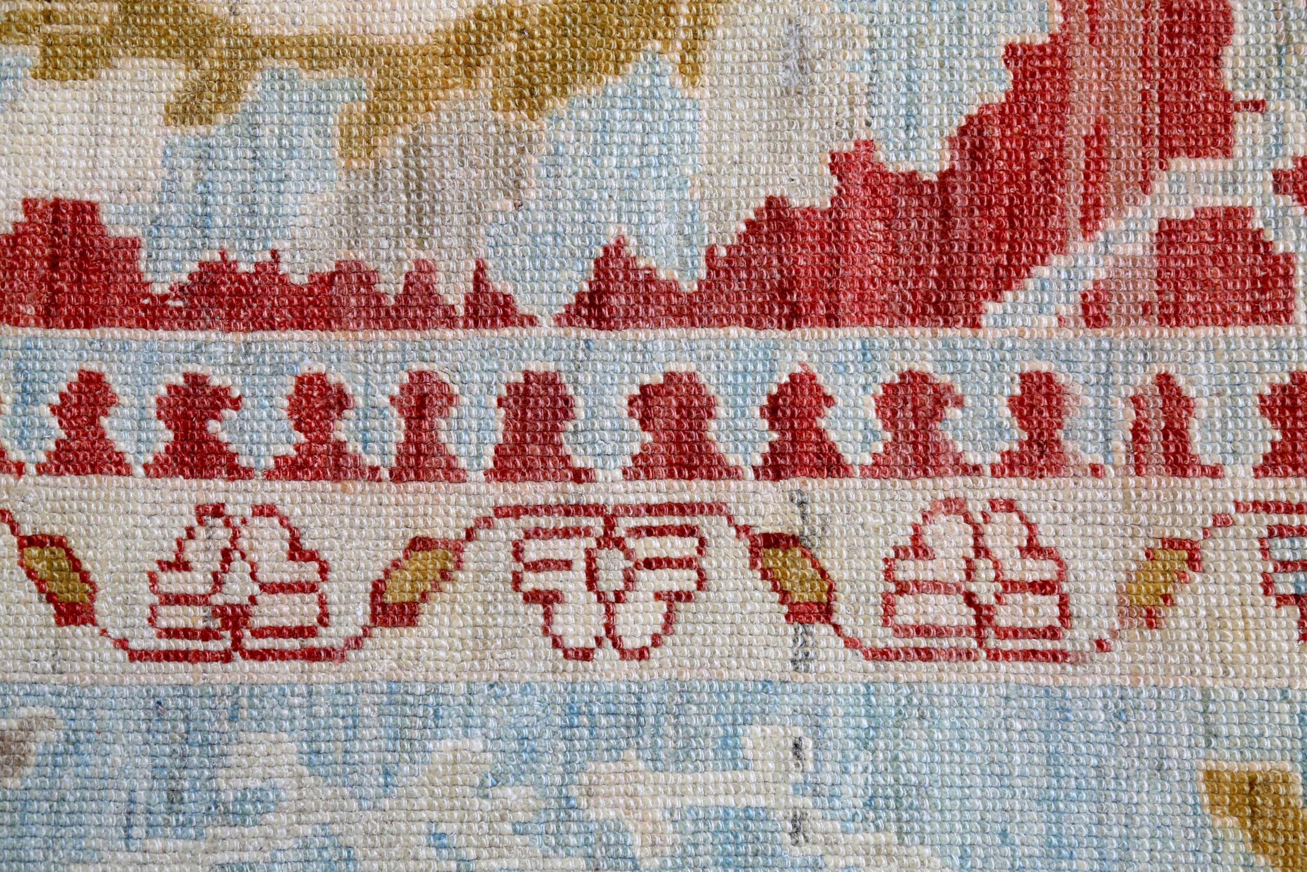 Persische Oushak-Teppiche Circa 1990 - Wolle Blau Elfenbein Rot Design - 89022 im Zustand „Hervorragend“ im Angebot in Dallas, TX