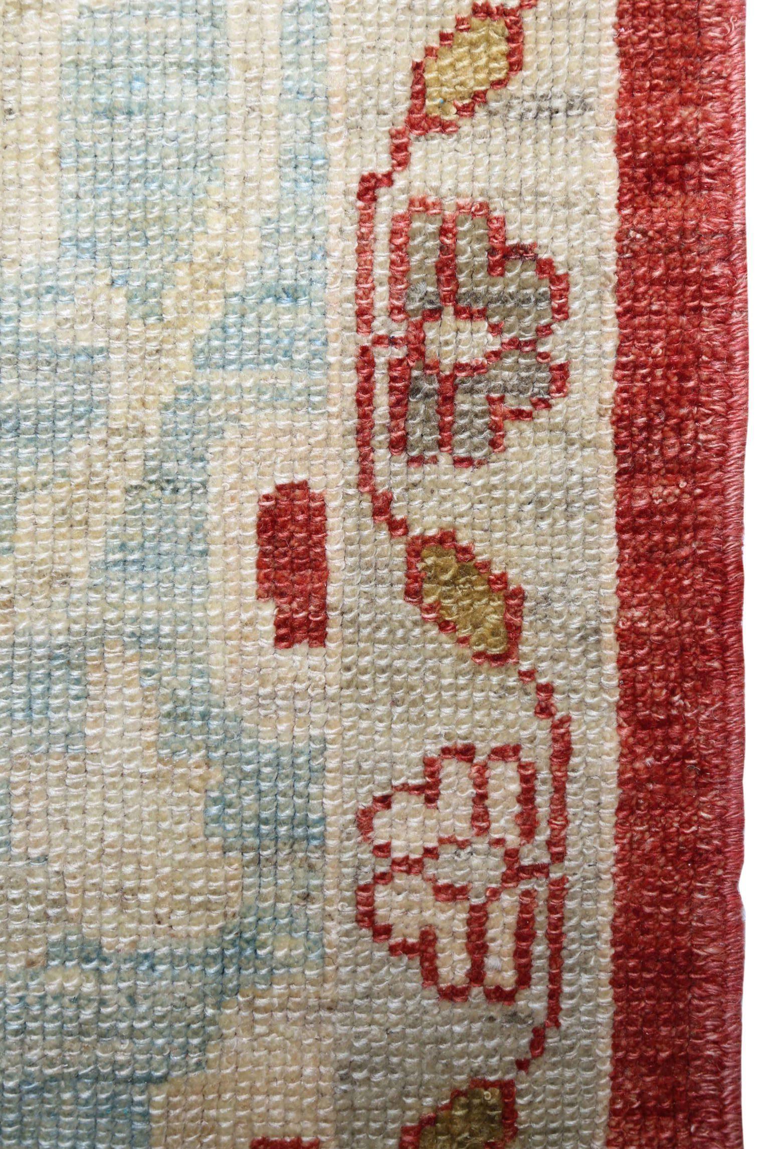 Persische Oushak-Teppiche Circa 1990 - Wolle Blau Elfenbein Rot Design - 89022 (20. Jahrhundert) im Angebot