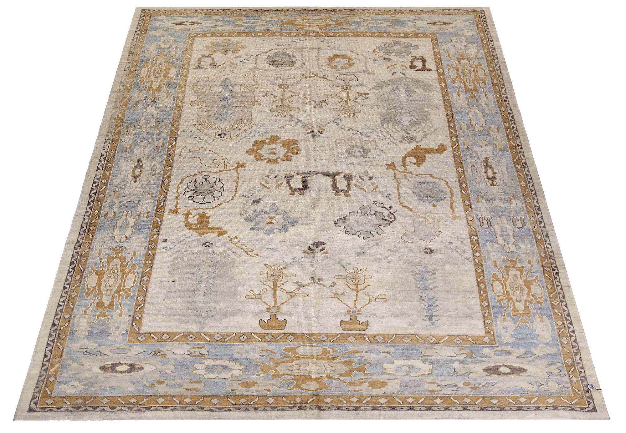 Discover the elegance of Persian Oushak featuring Area Rugs in Circa 1990. Designed with Wool and BlueIvoryYellow, this exclusive design is perfect for enhancing your space.