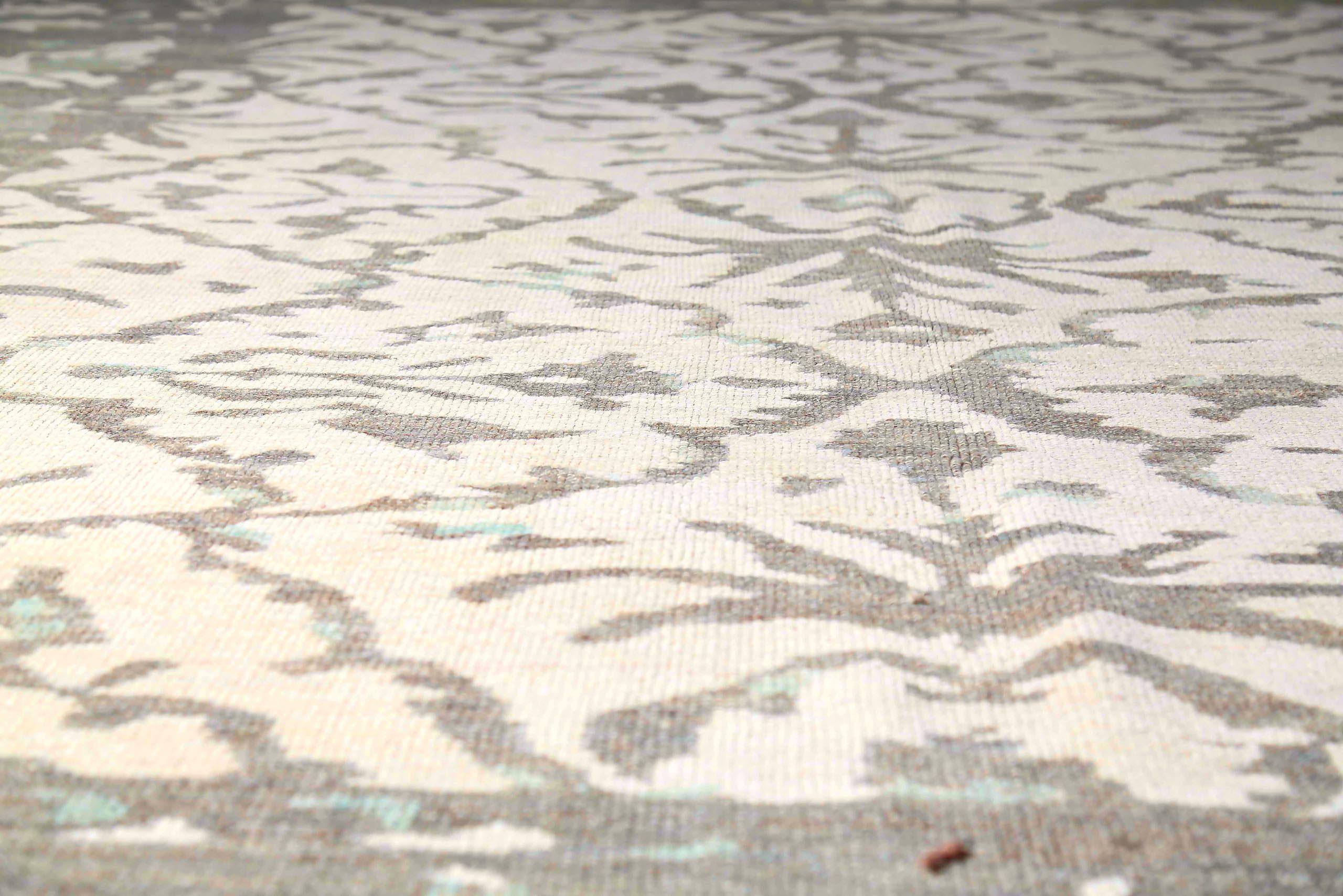 Tappeti persiani Oushak Circa 1990 - Lana Marrone Avorio Design - 89065 In condizioni ottime in vendita a Dallas, TX