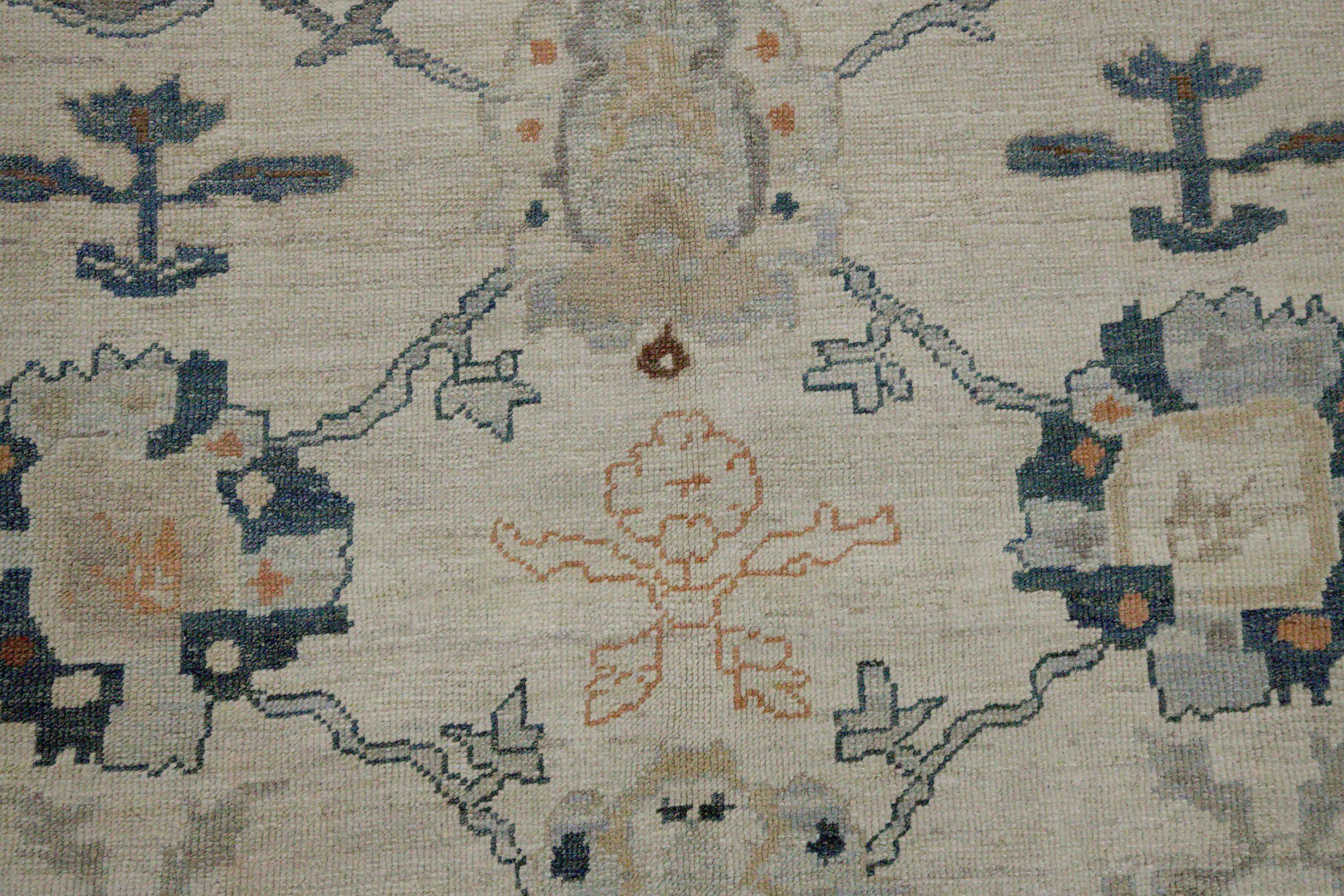 Persische Oushak-Teppiche Circa 1990 - Wolle Grau Elfenbein Design - 89051 im Zustand „Hervorragend“ im Angebot in Dallas, TX