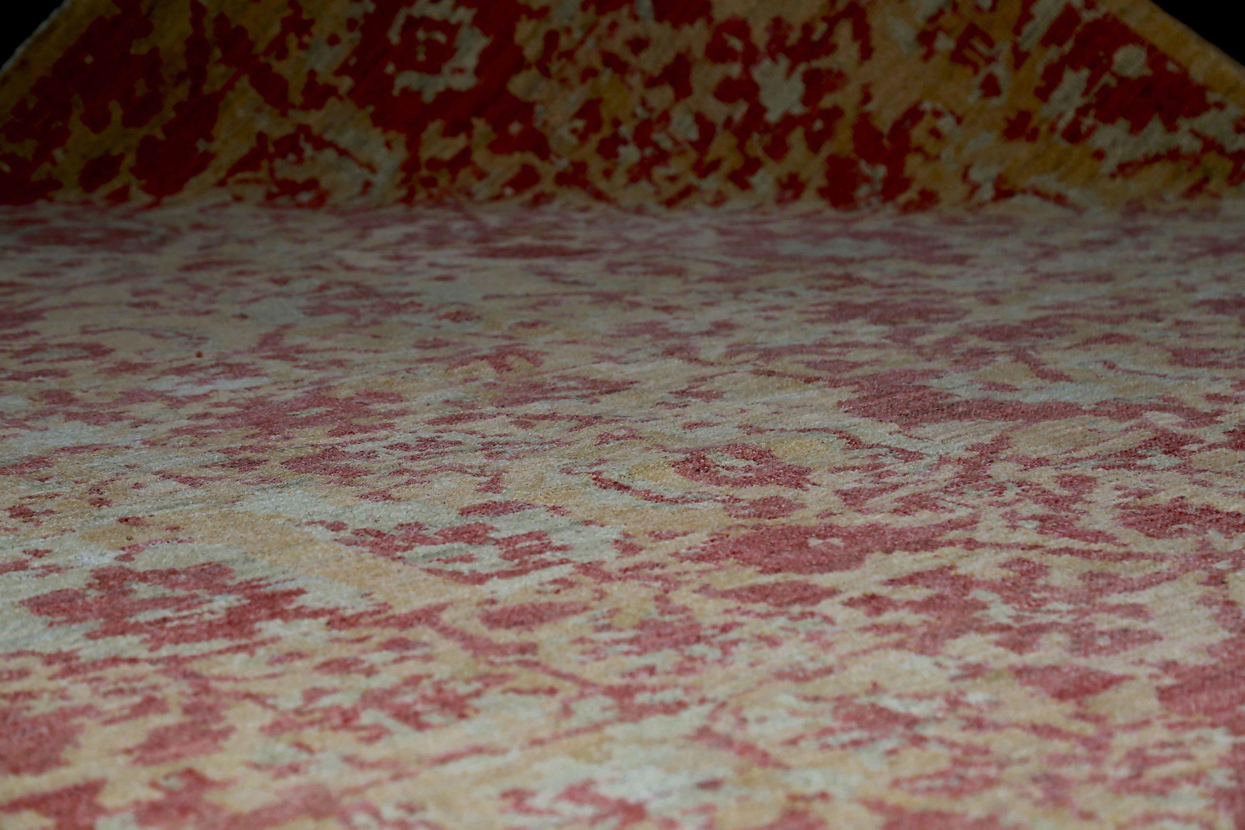 Persische Oushak-Teppiche Circa 1990 - Wolle Elfenbein Orange Rot Design - 89048 im Zustand „Hervorragend“ im Angebot in Dallas, TX