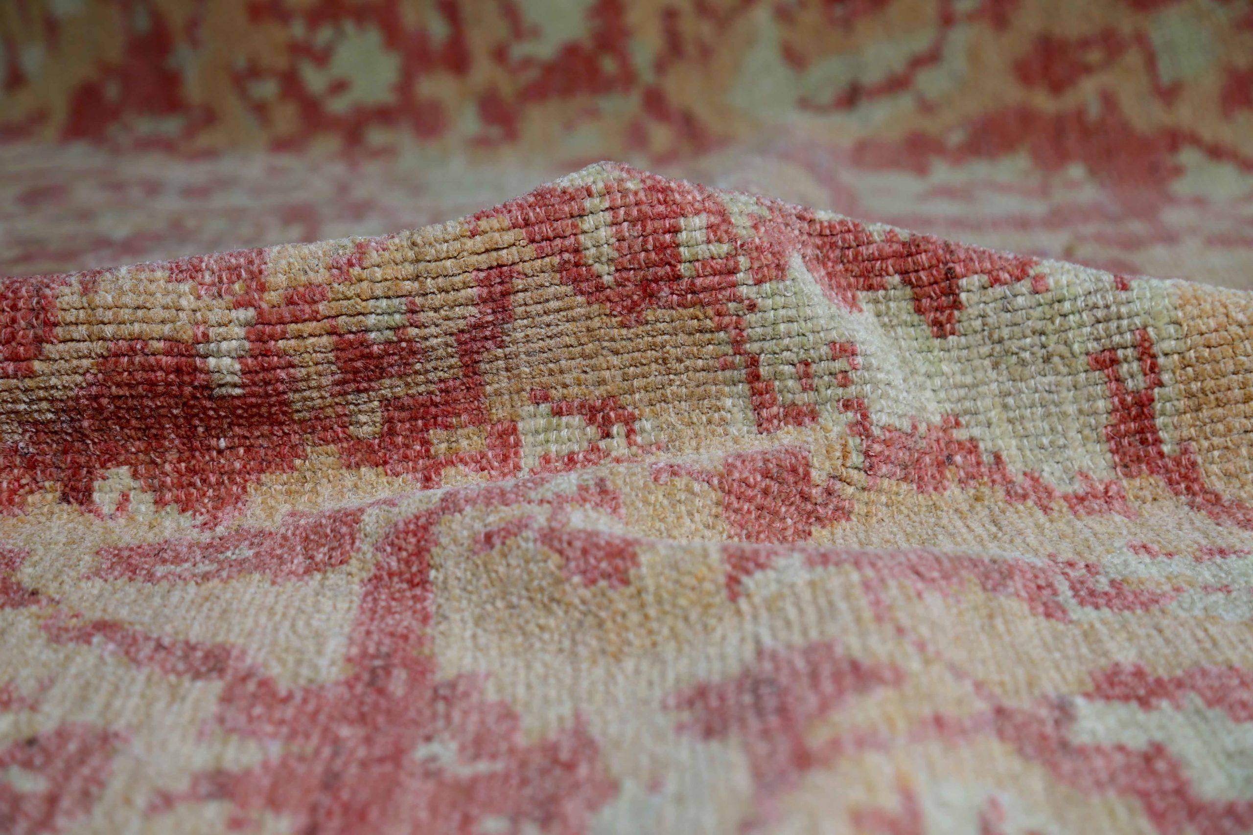 Persische Oushak-Teppiche Circa 1990 - Wolle Elfenbein Orange Rot Design - 89048 (20. Jahrhundert) im Angebot