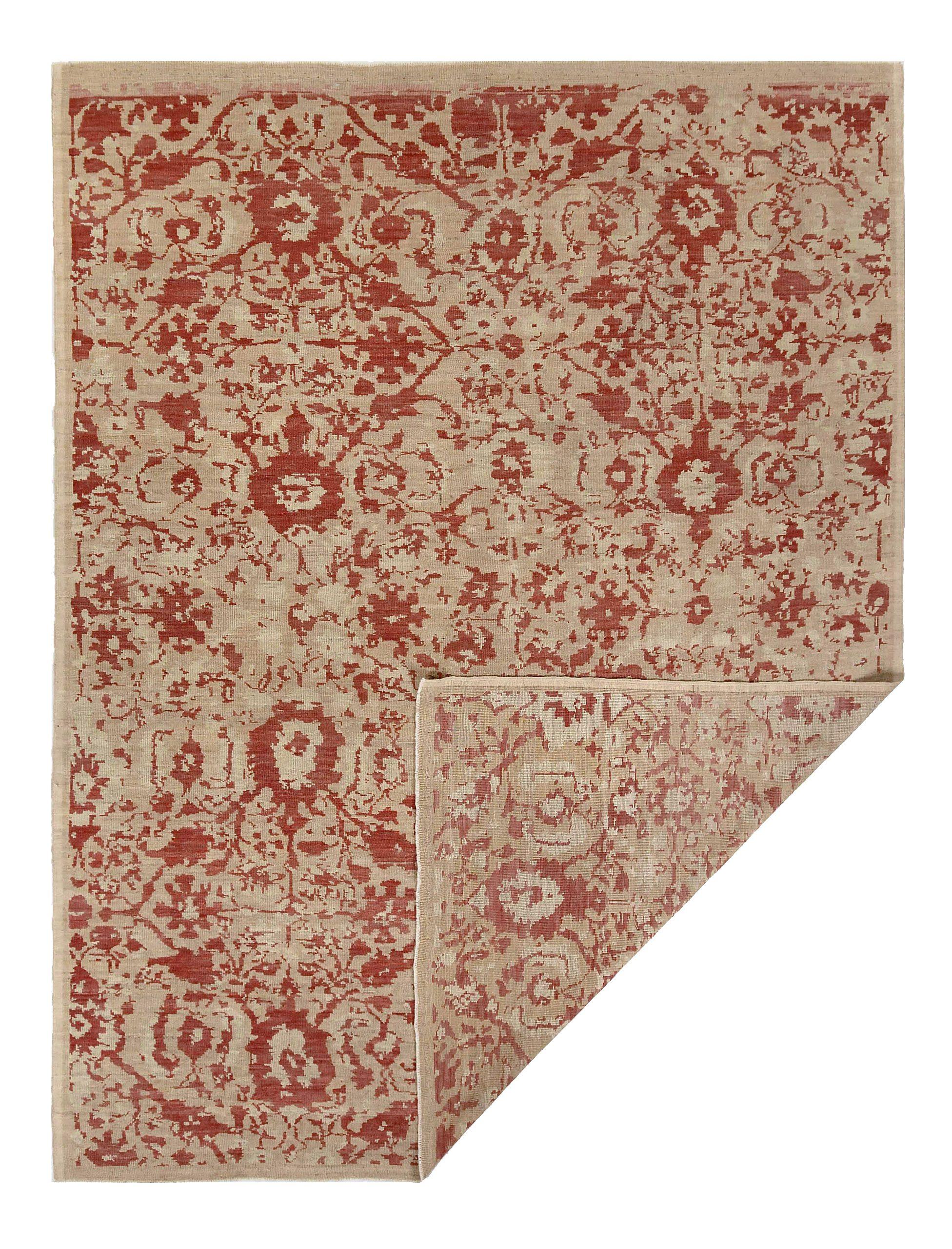 Persische Oushak-Teppiche Circa 1990 - Wolle Elfenbein Rot Taupe Design - 89017 (Asiatisch) im Angebot